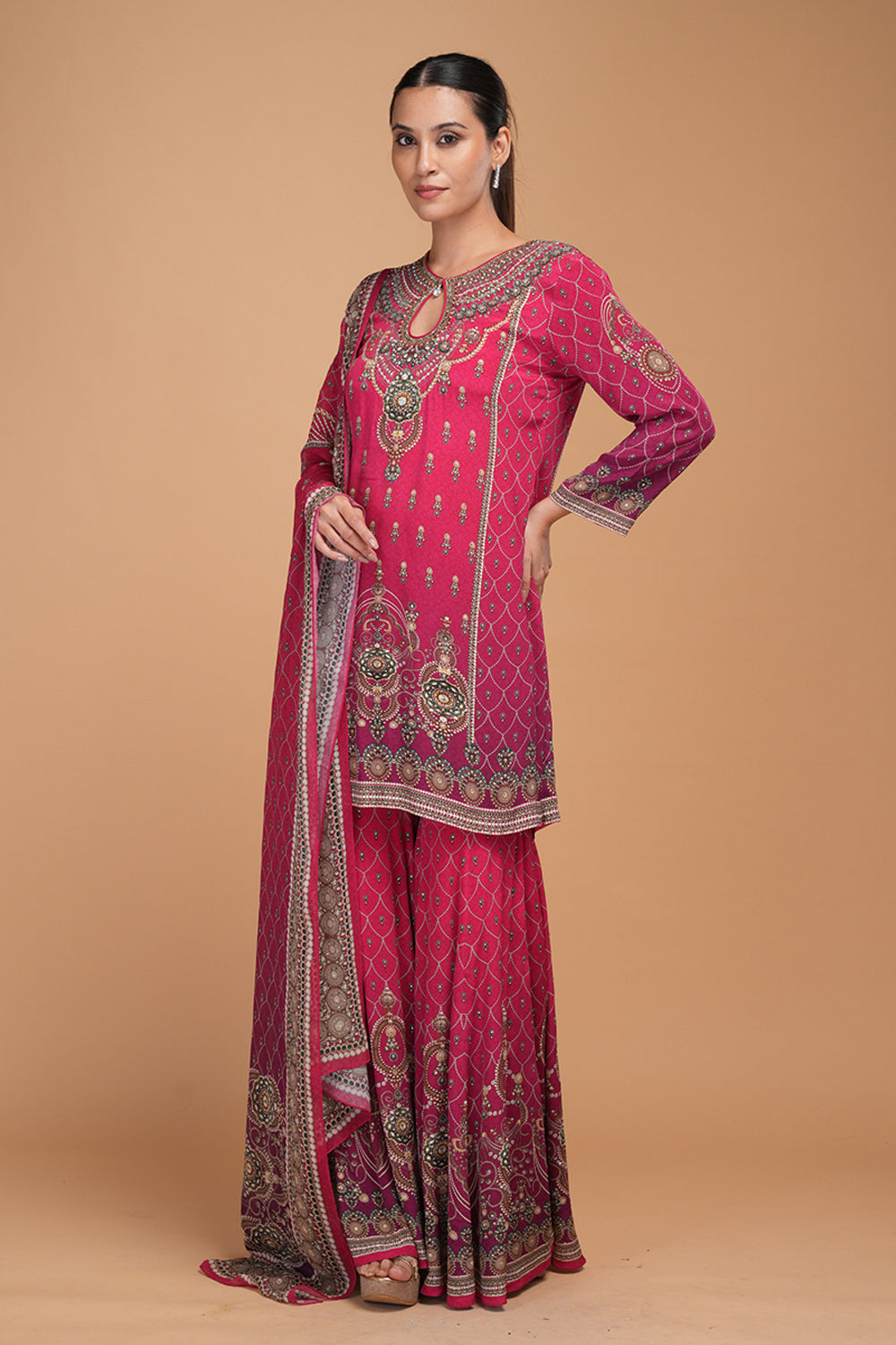 Red Printed Sharara