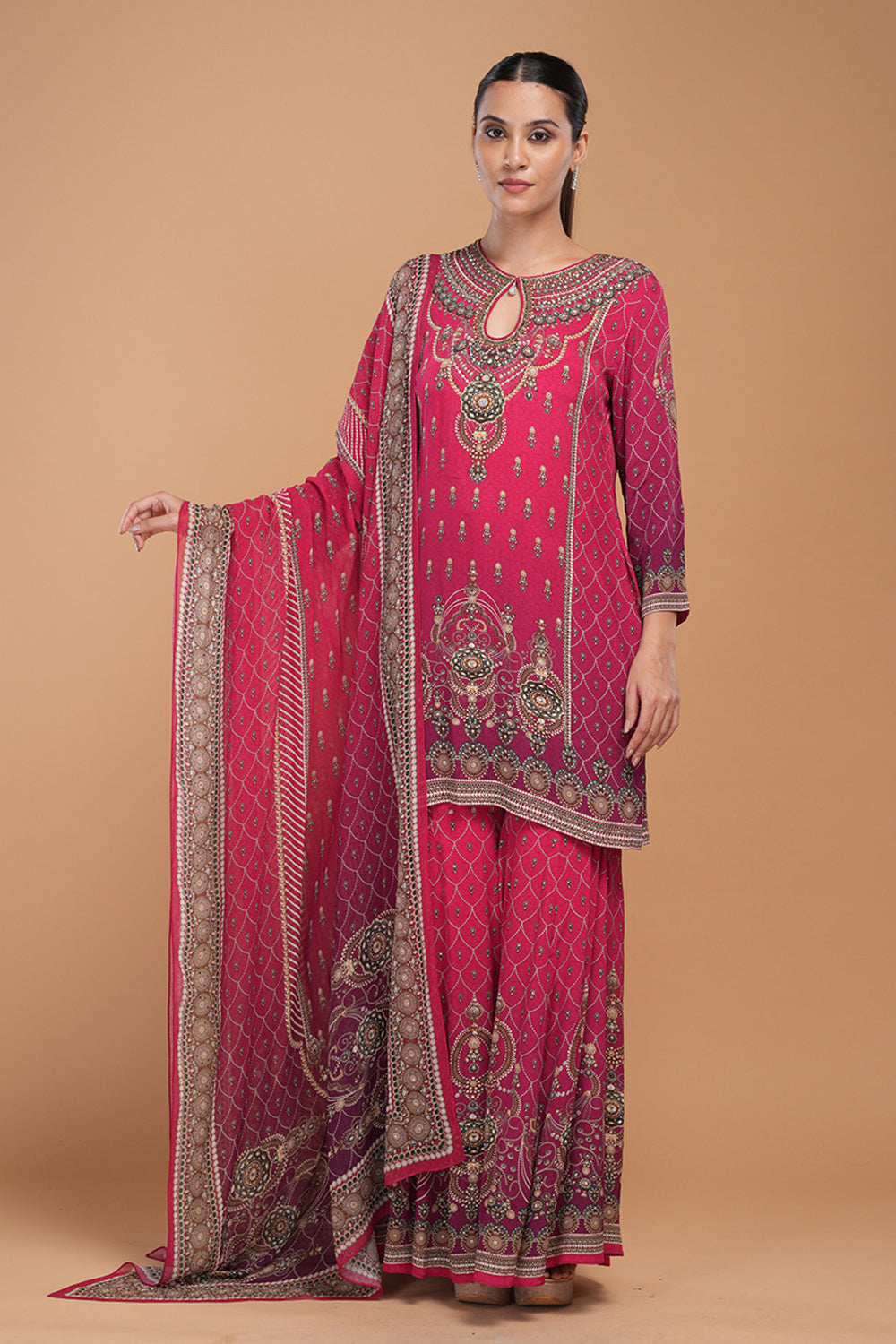 Red Printed Sharara