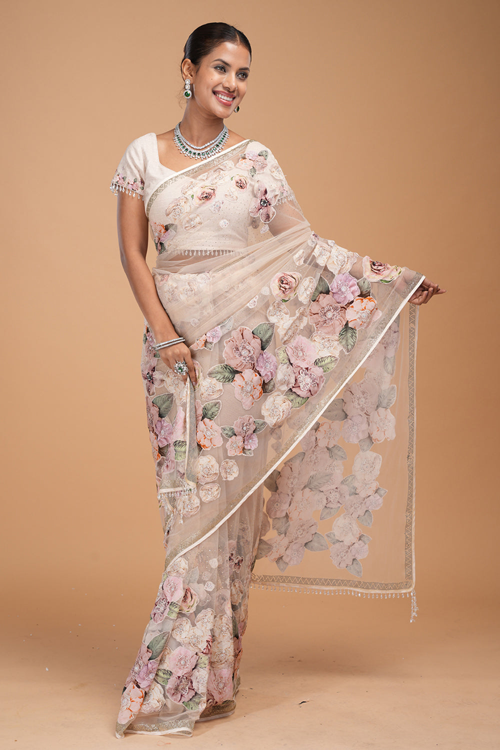 Beige Saree