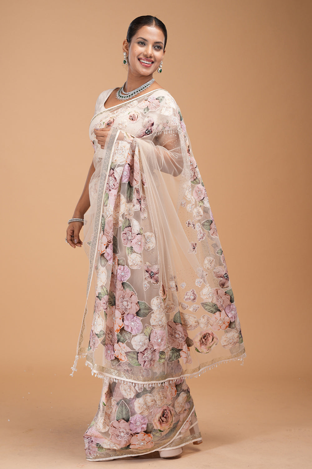 Beige Saree