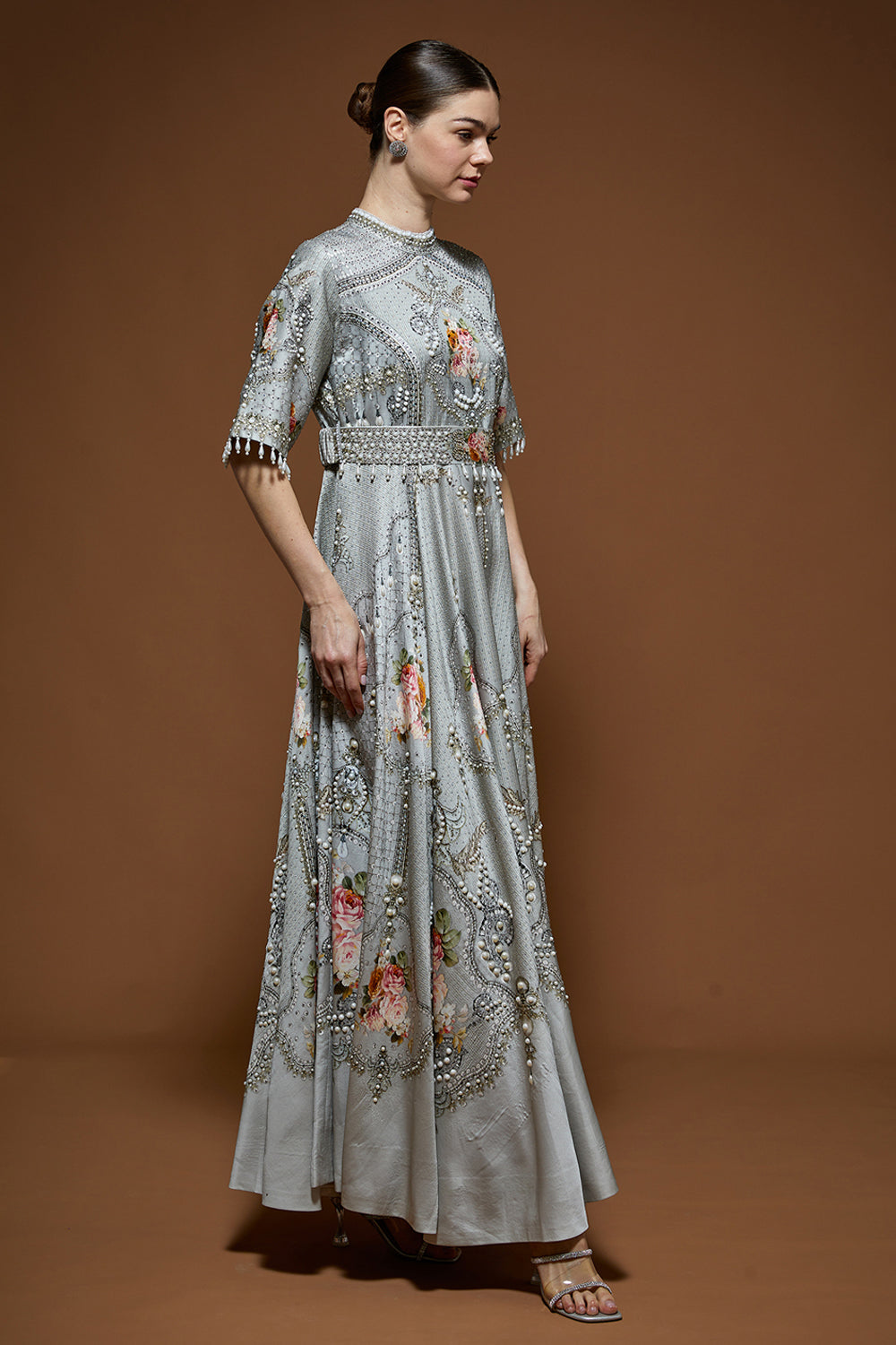 Silver Printed Kaftan