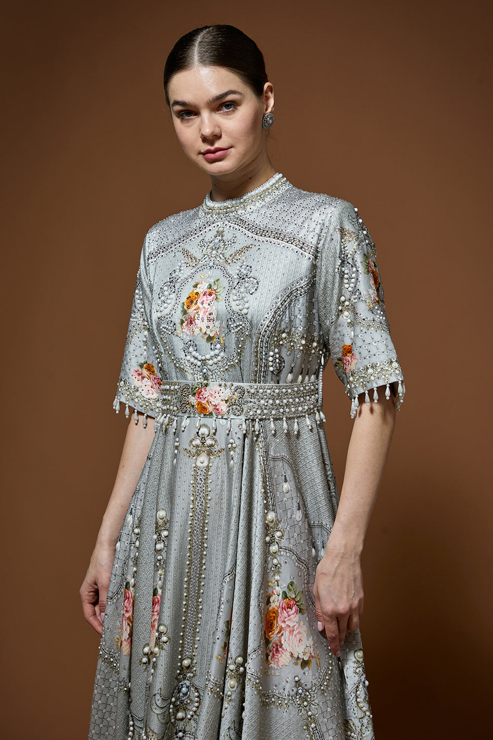 Silver Printed Kaftan