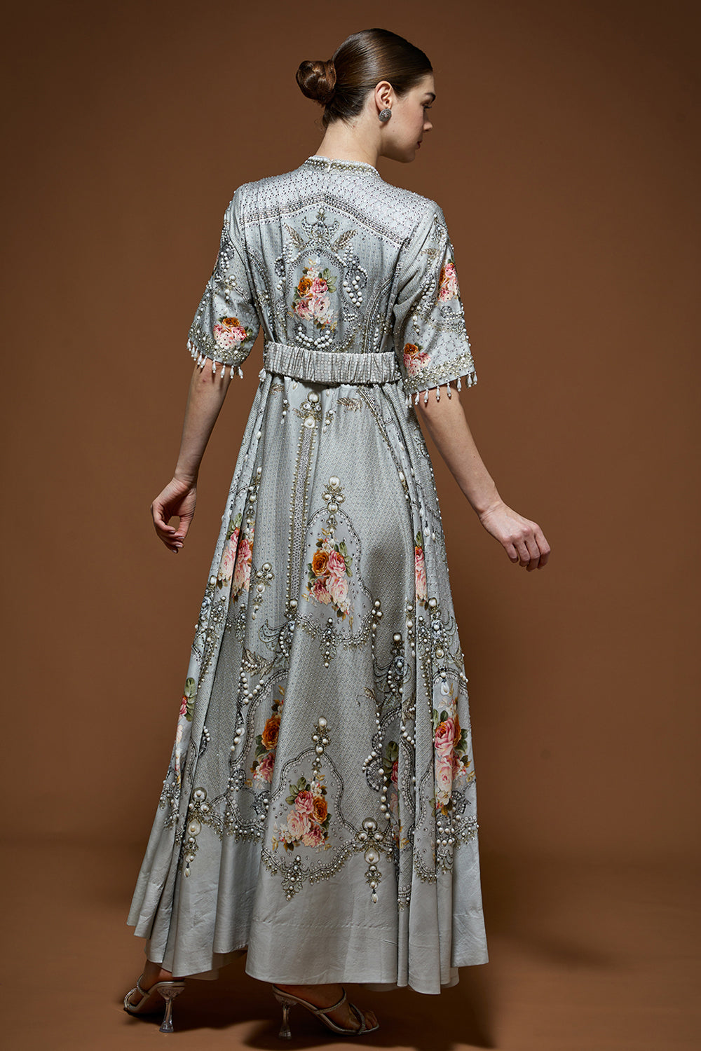 Silver Printed Kaftan