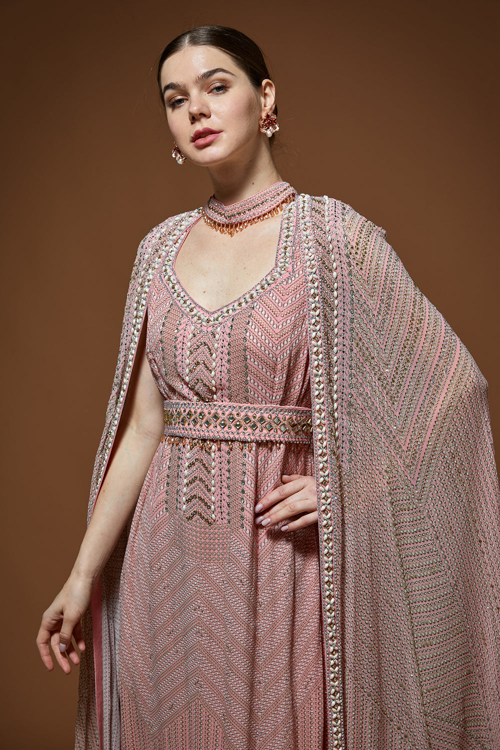 Pink Printed Kaftan