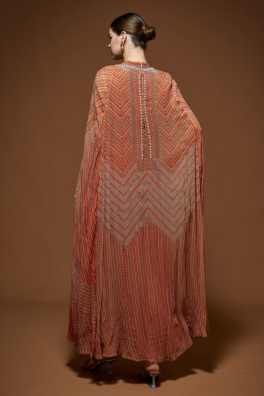 Orange Embellished Kaftan