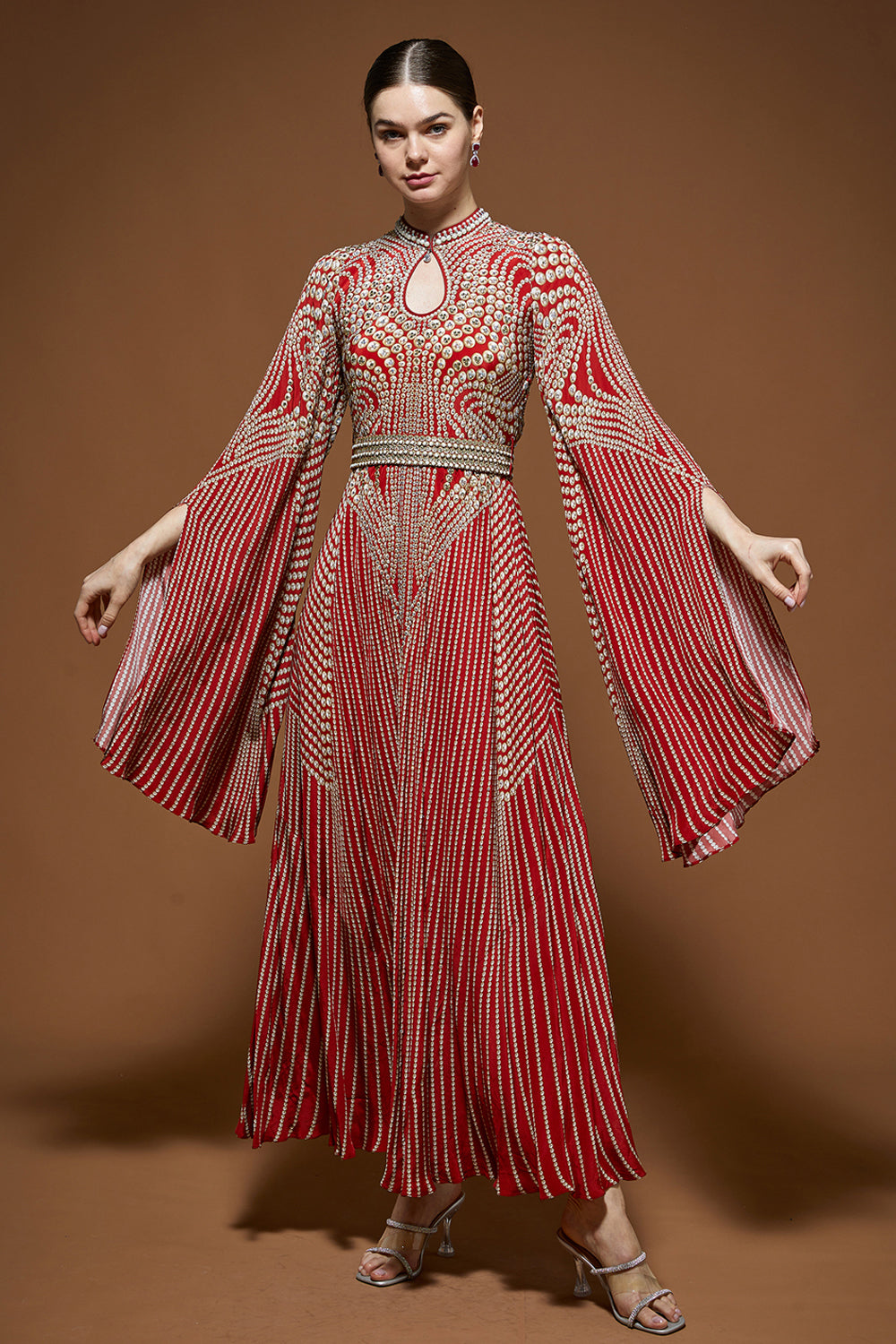 Red Digital Printed Kaftan