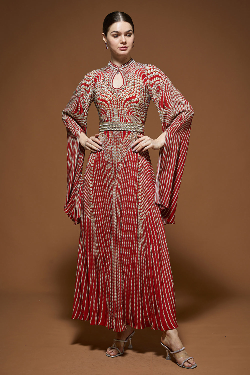 Red Digital Printed Kaftan