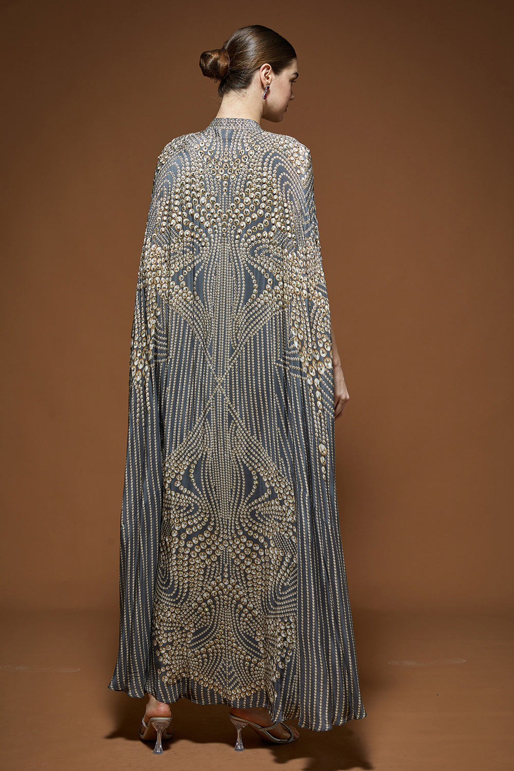 Grey Hoor Cape Kaftan Gown