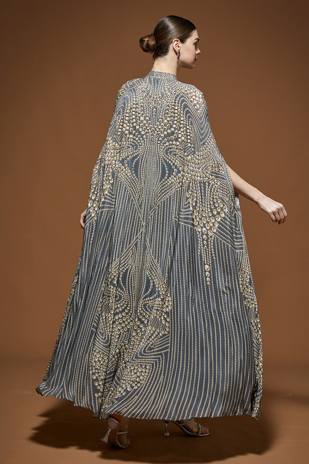 Grey Hoor Cape Kaftan Gown