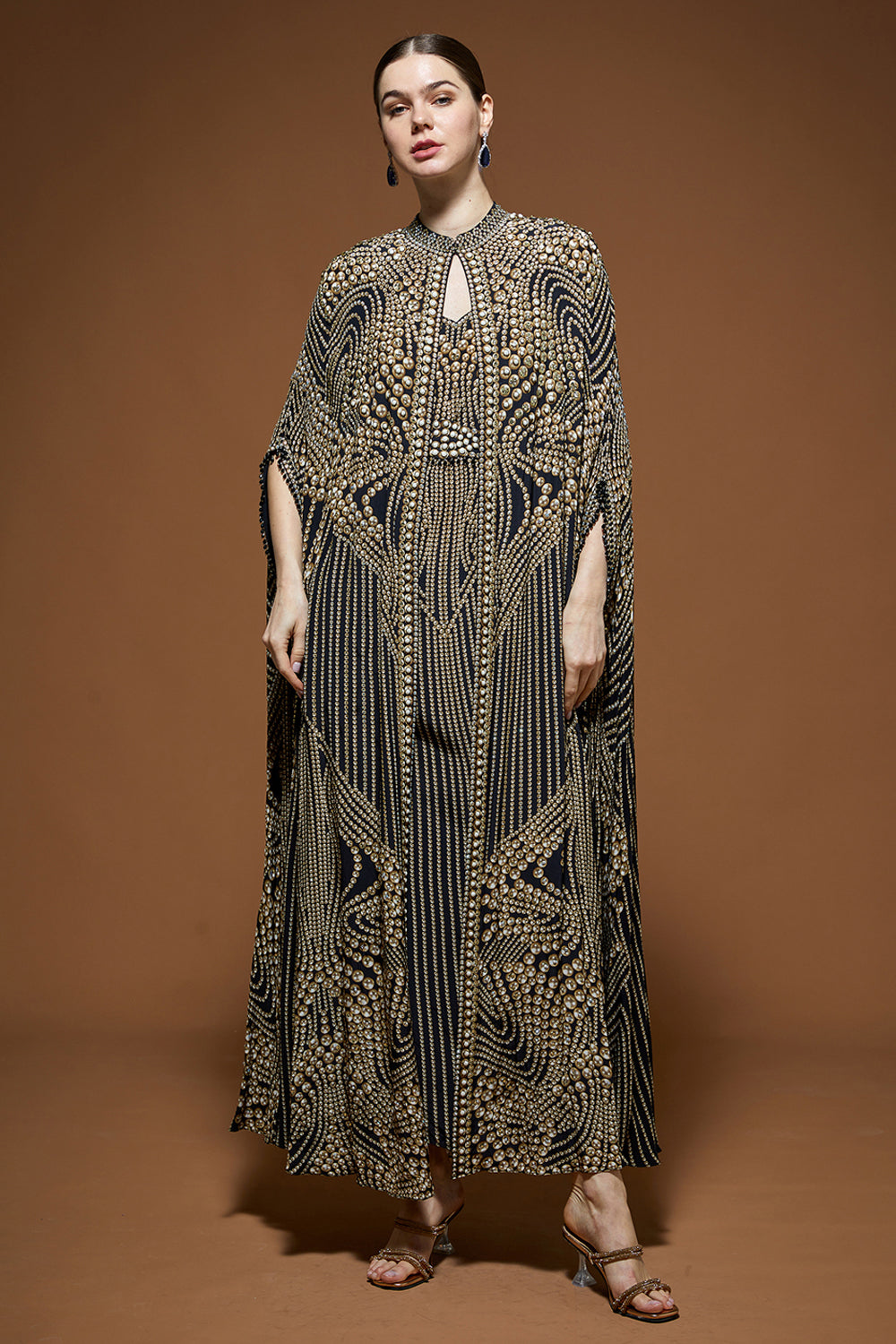 Sara Arfeen Khan in our Black Hoor Kaftan Gown