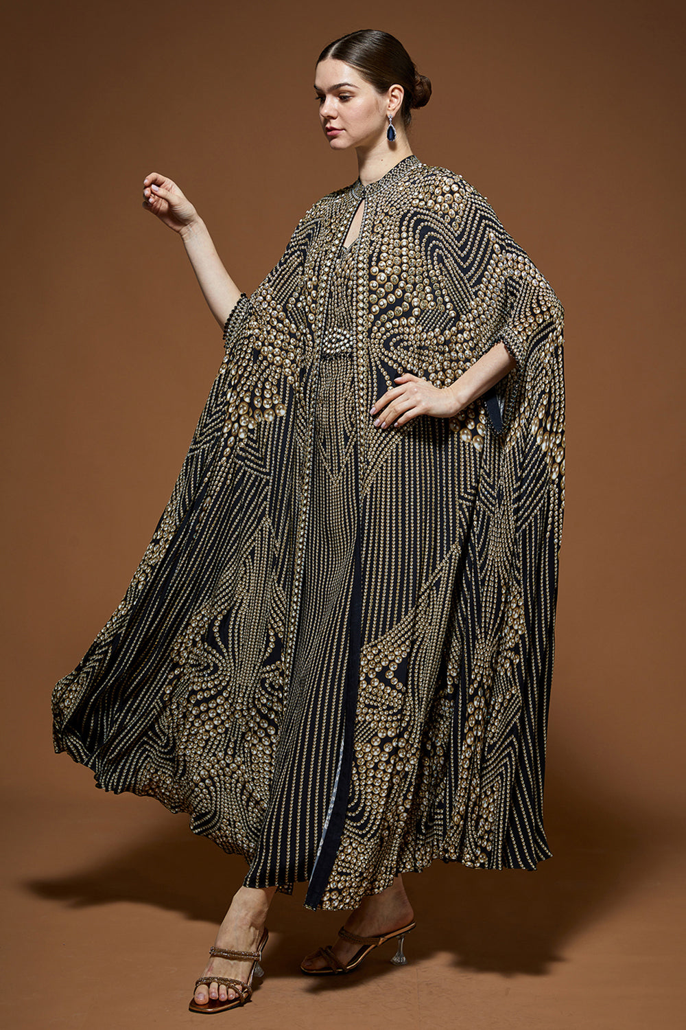 Sara Arfeen Khan in our Black Hoor Kaftan Gown