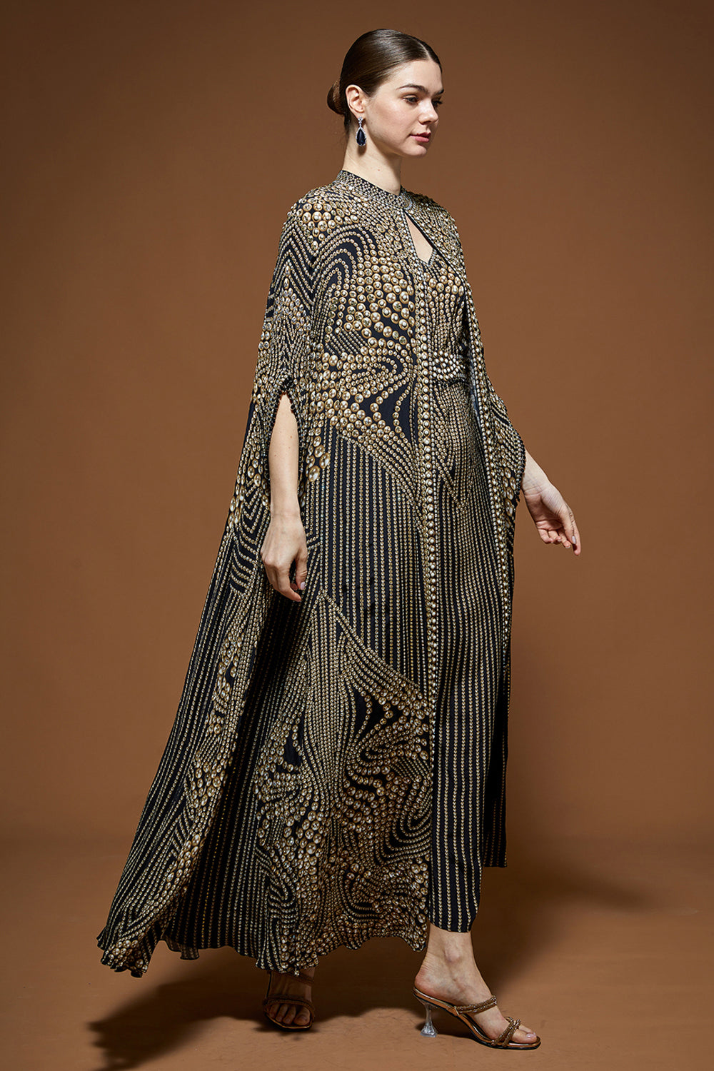 Sara Arfeen Khan in our Black Hoor Kaftan Gown
