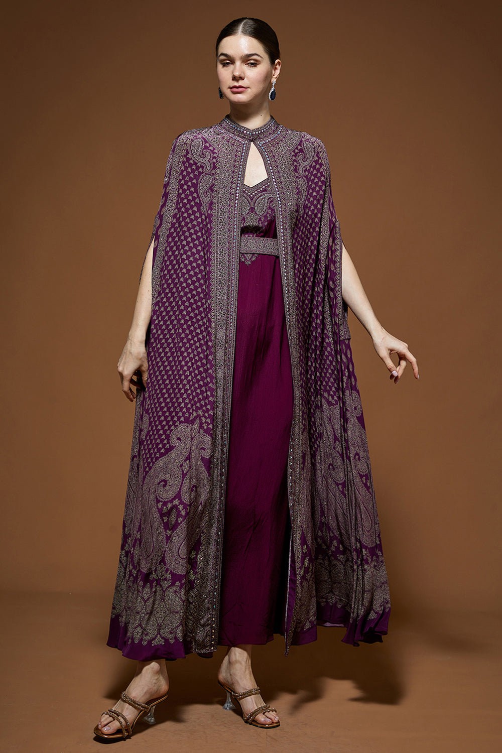 Wine Embellished Kaftan