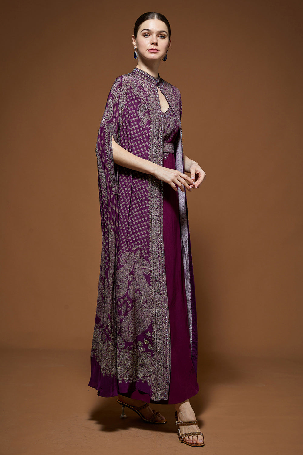 Wine Embellished Kaftan