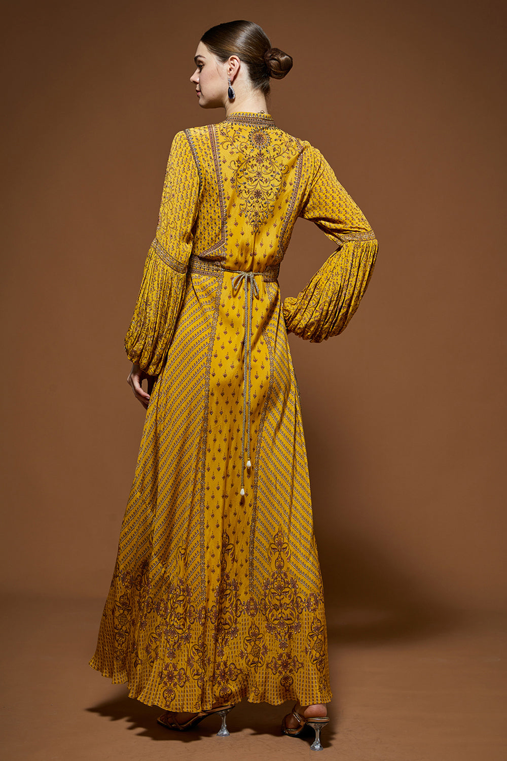 Mustard Ditsy Floral Gown