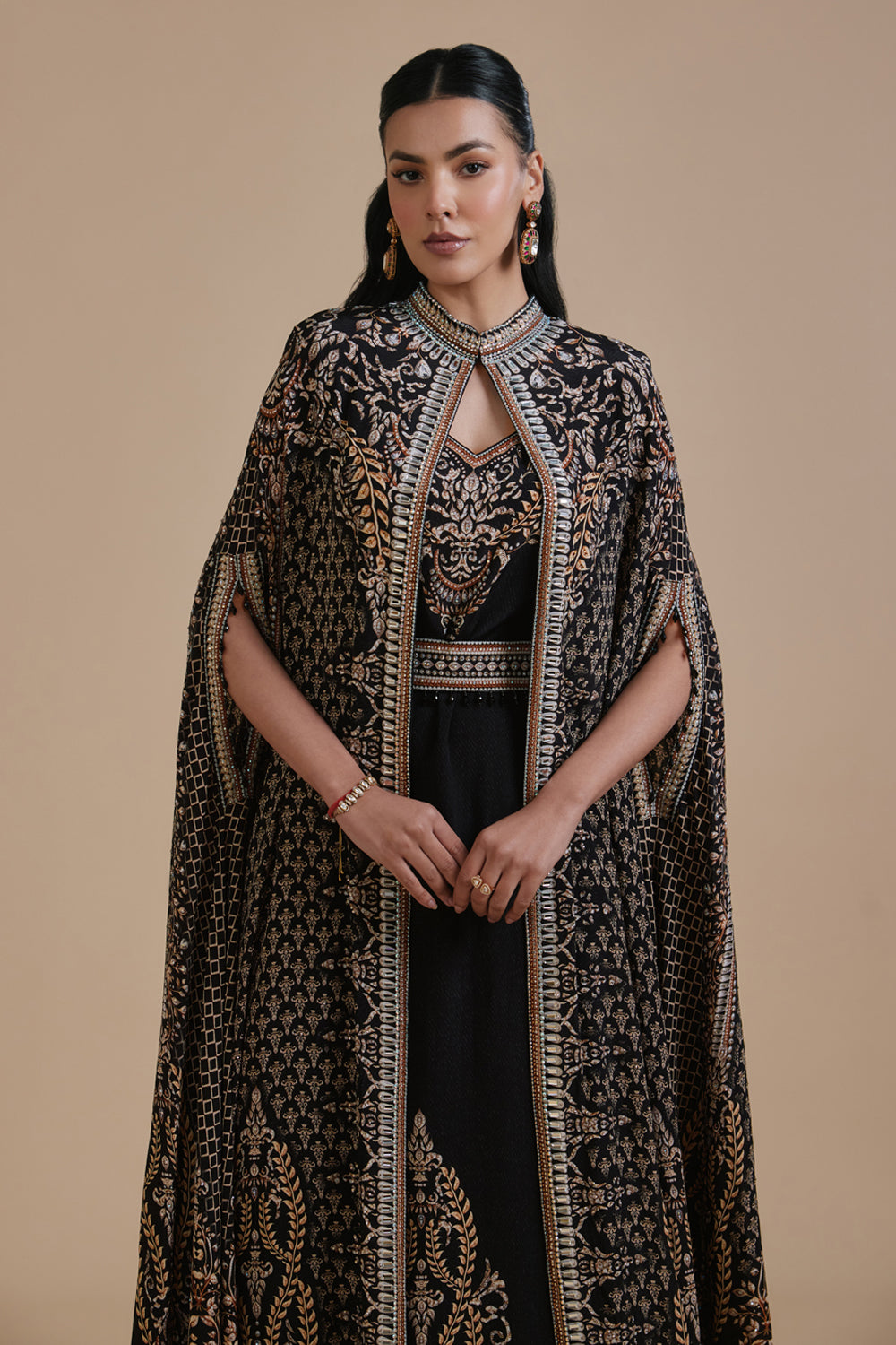 Meenakari Cape Kaftan Gown
