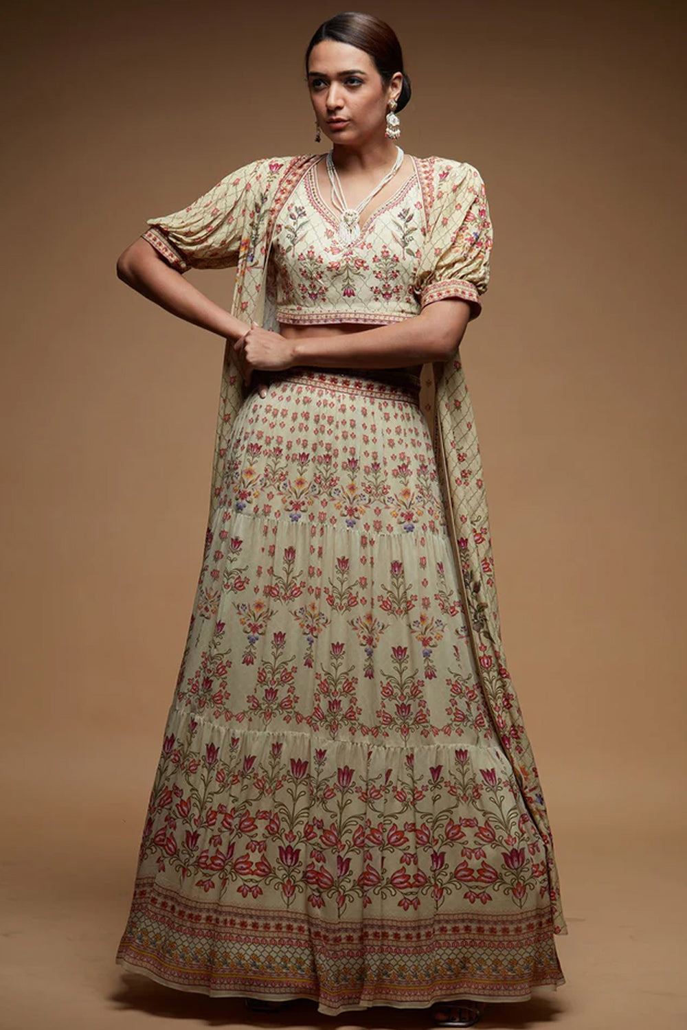 Beige Lehenga Set