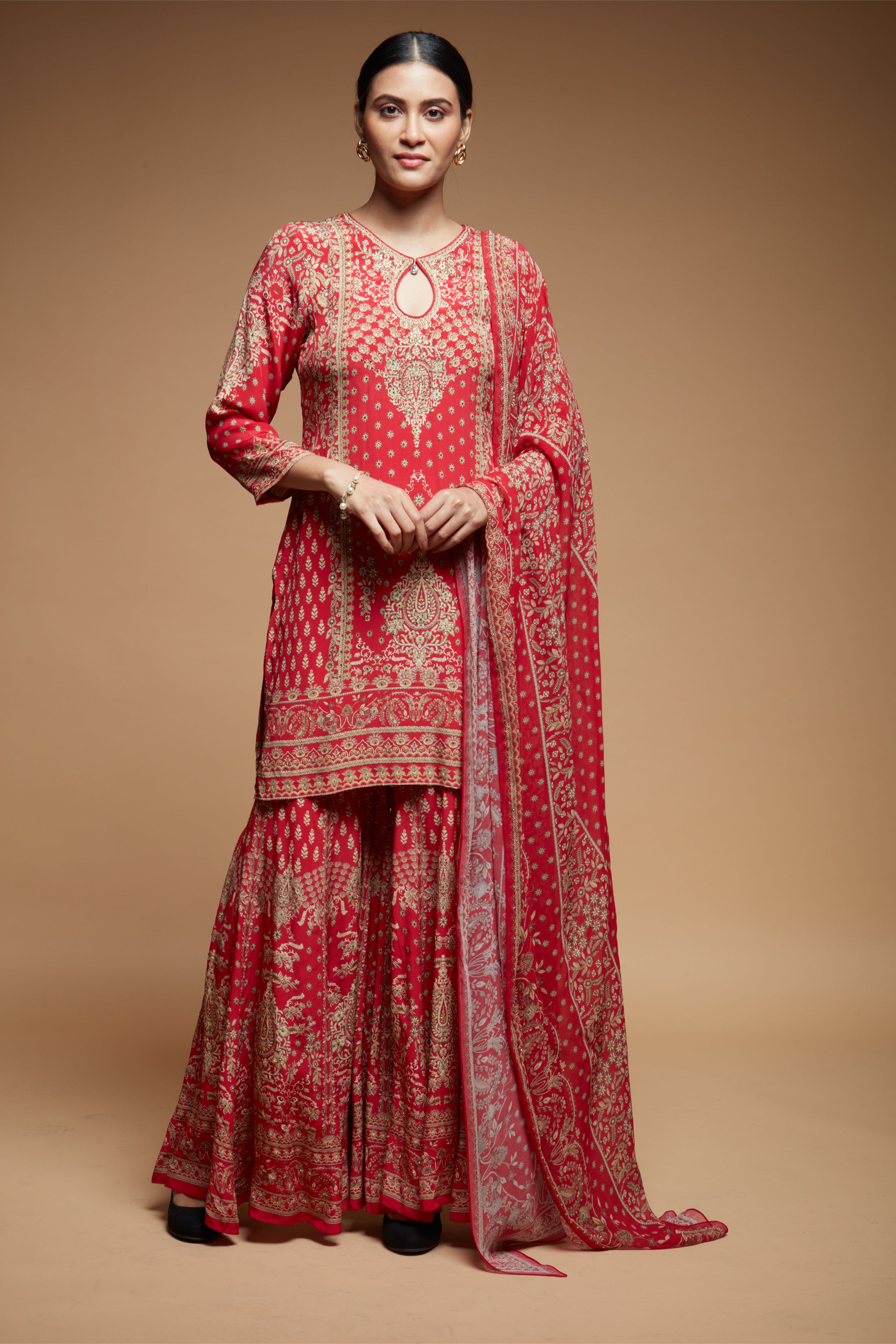 Red Color Sharara