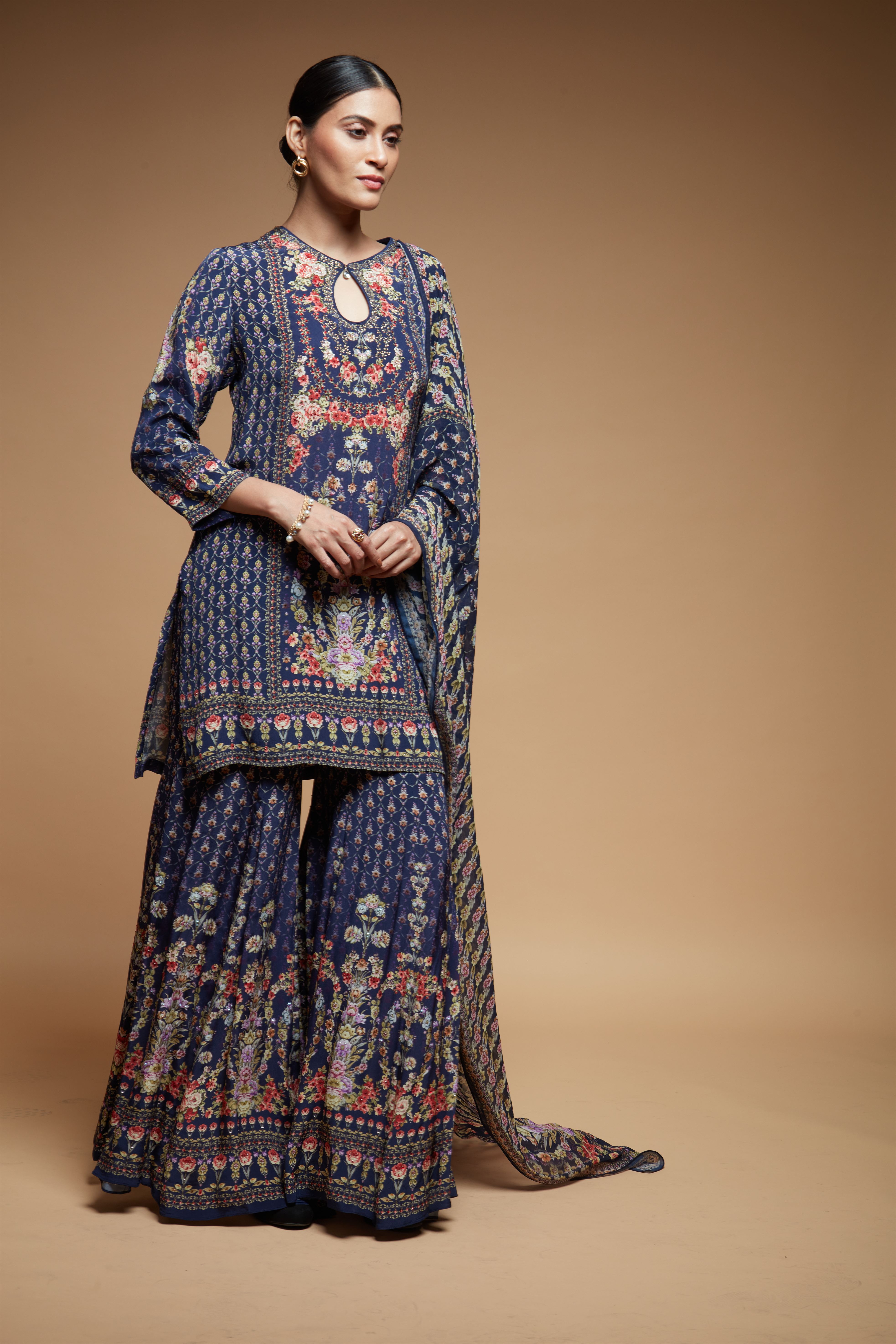 Blue Color Sharara