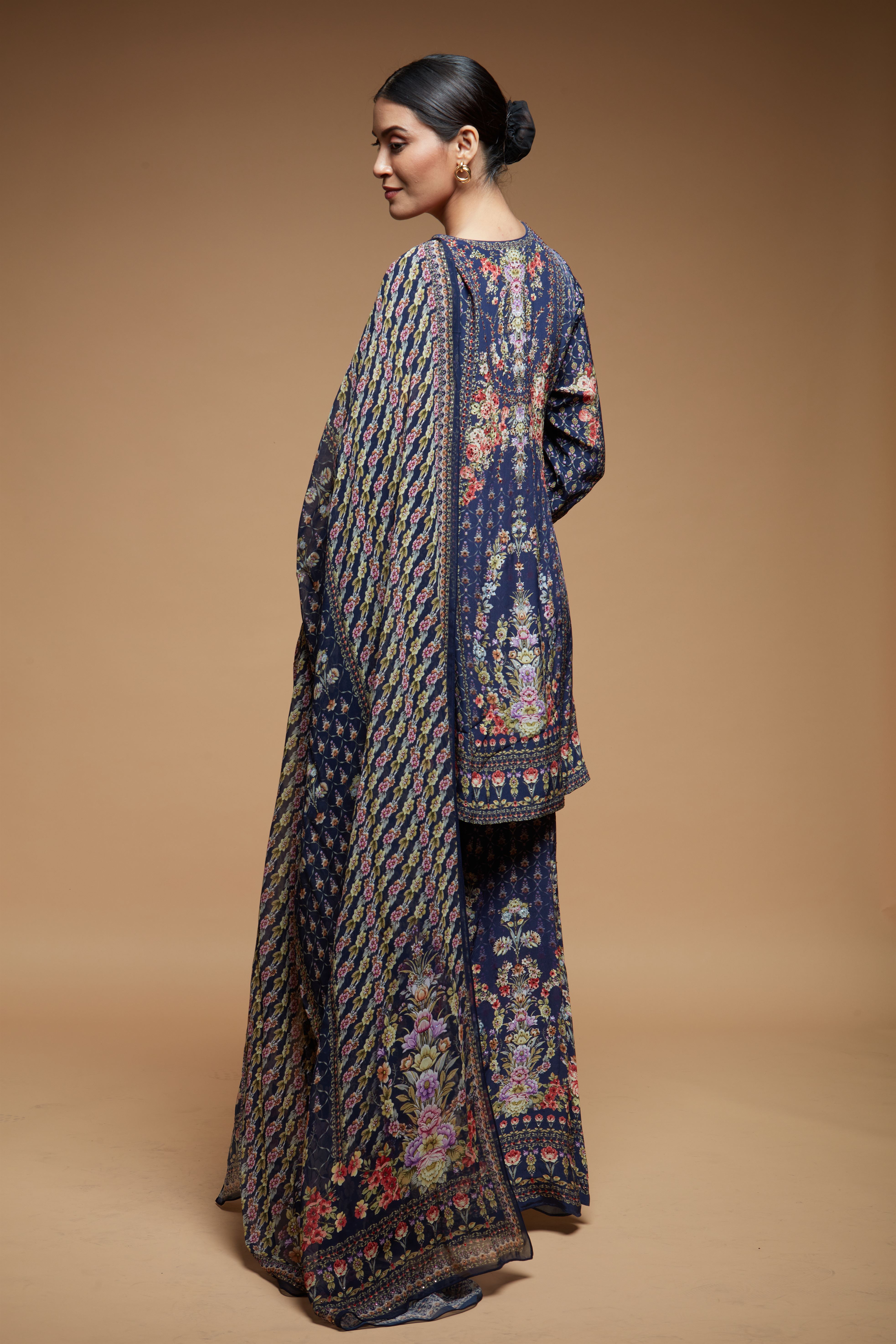 Blue Color Sharara