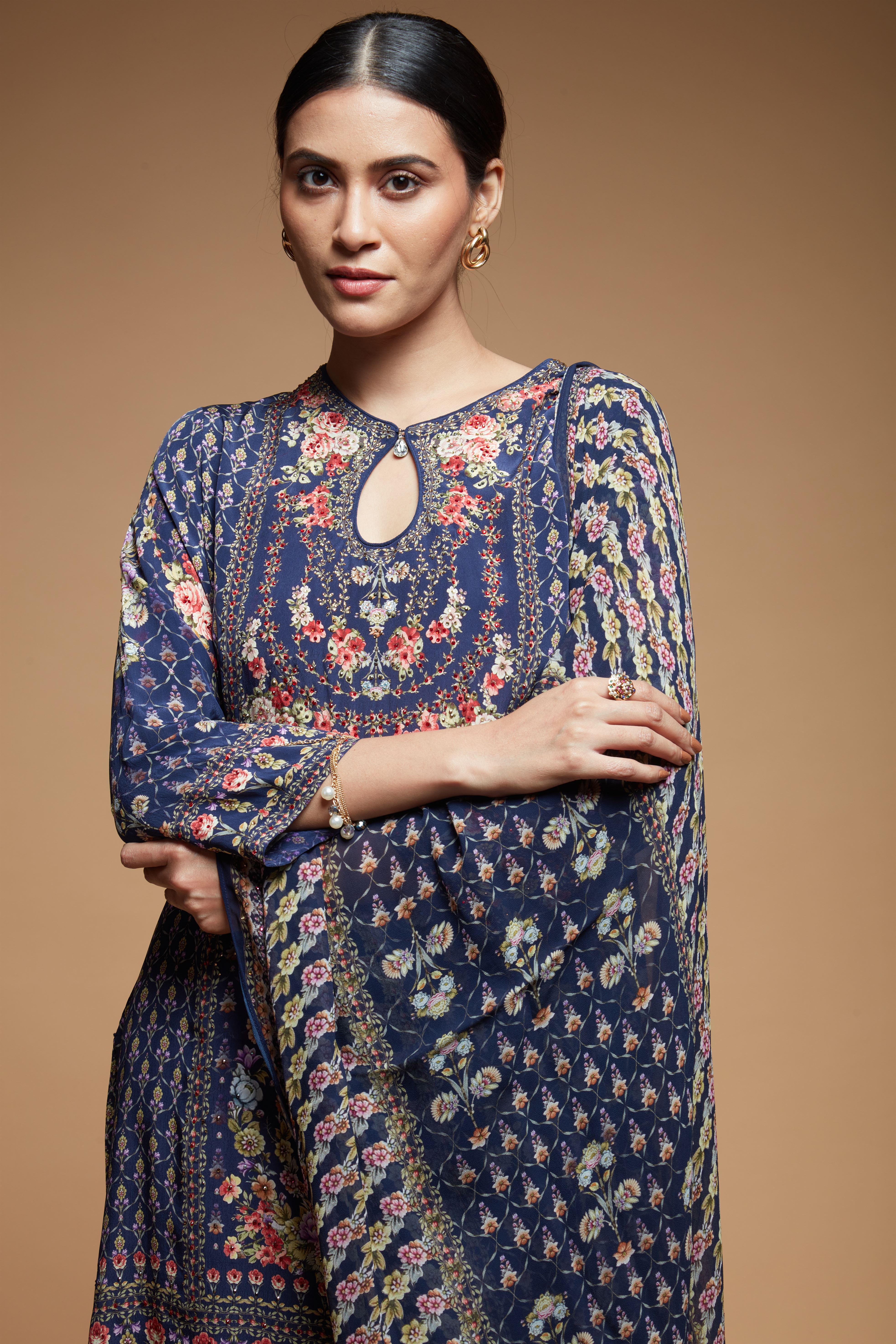 Blue Color Sharara