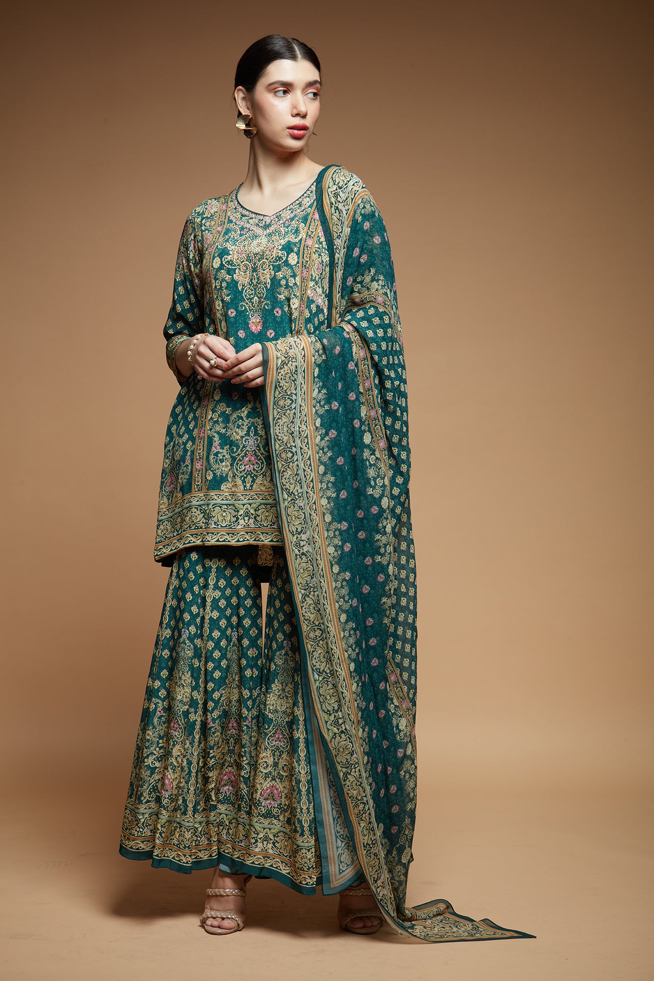 Teal Color Sharara