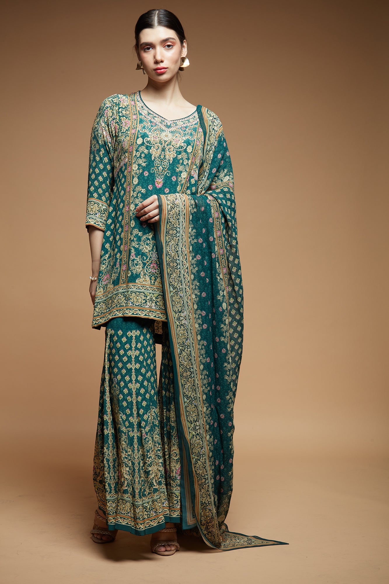 Teal Color Sharara