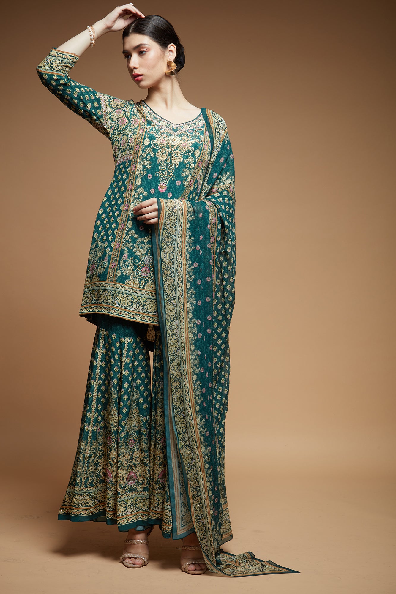 Teal Color Sharara