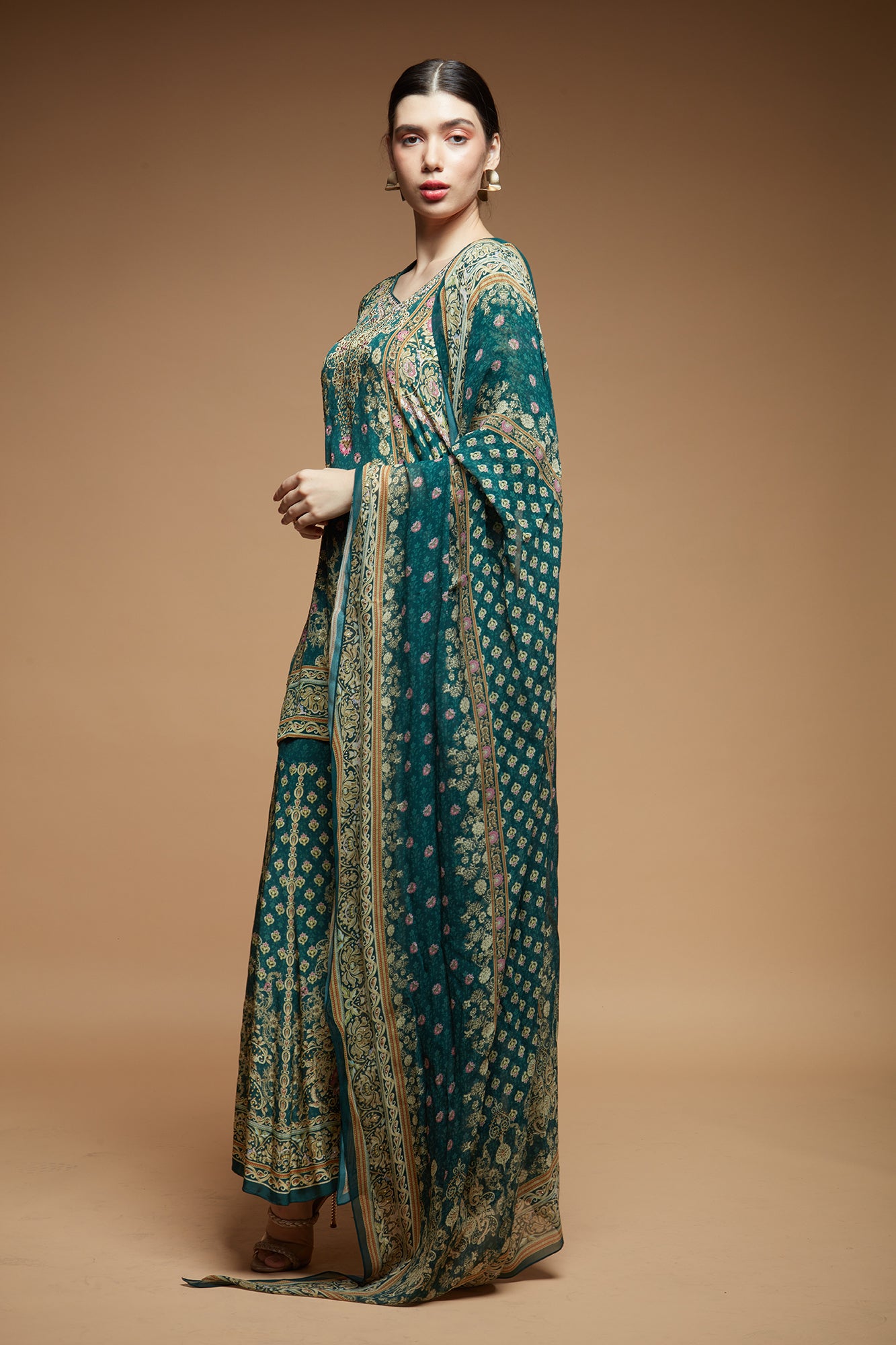 Teal Color Sharara