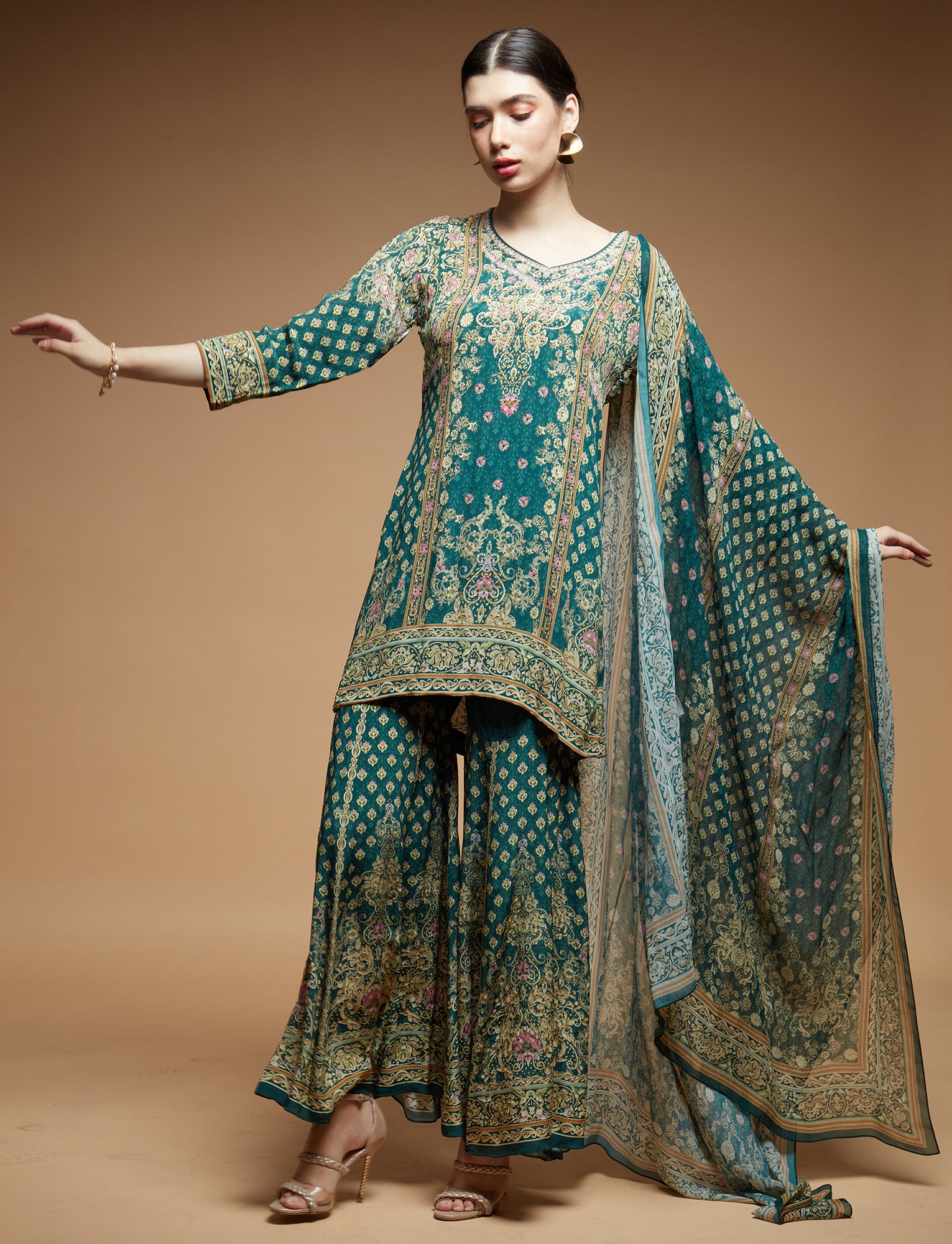 Teal Color Sharara