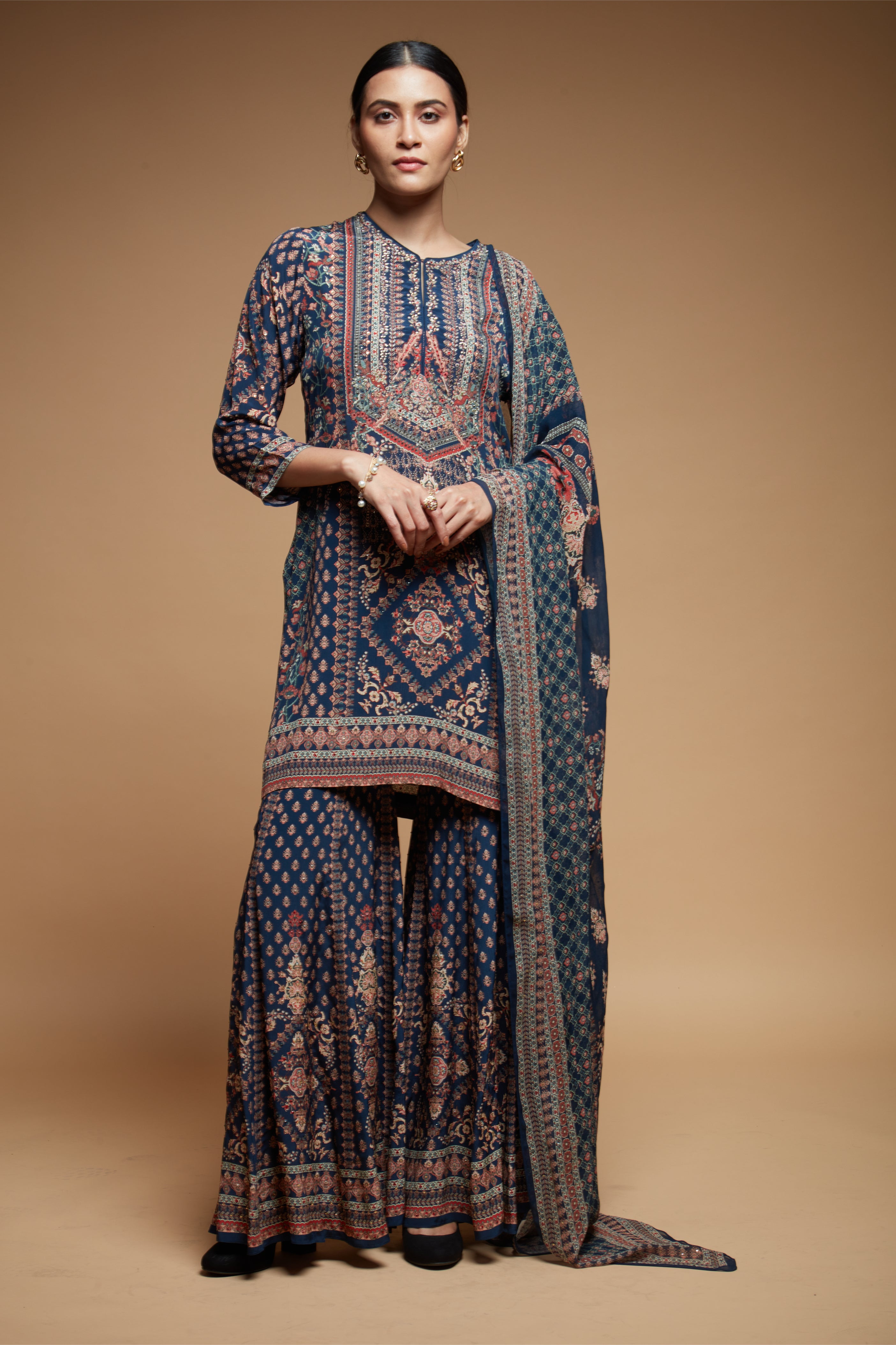 Navy Blue Color Sharara