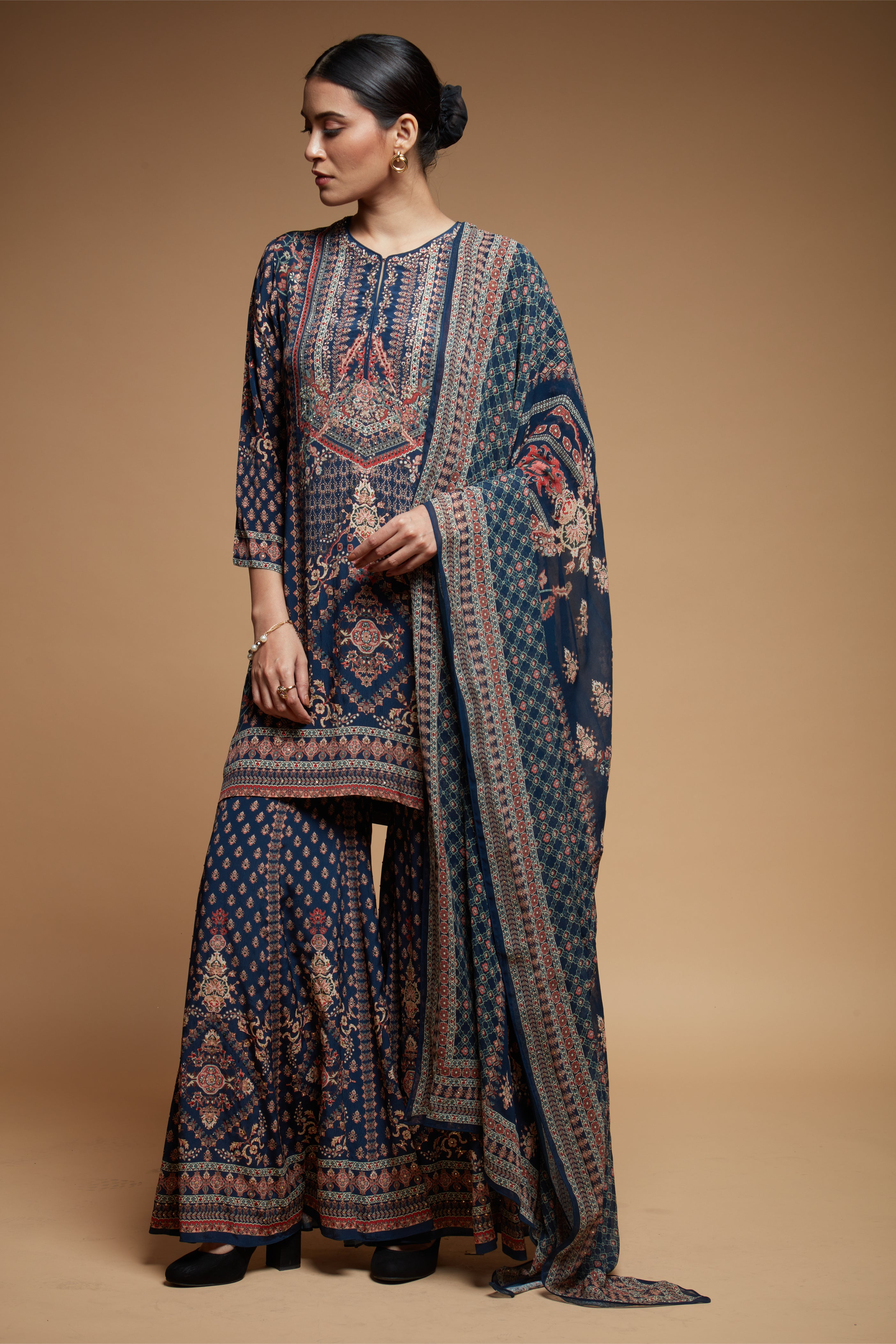 Navy Blue Color Sharara