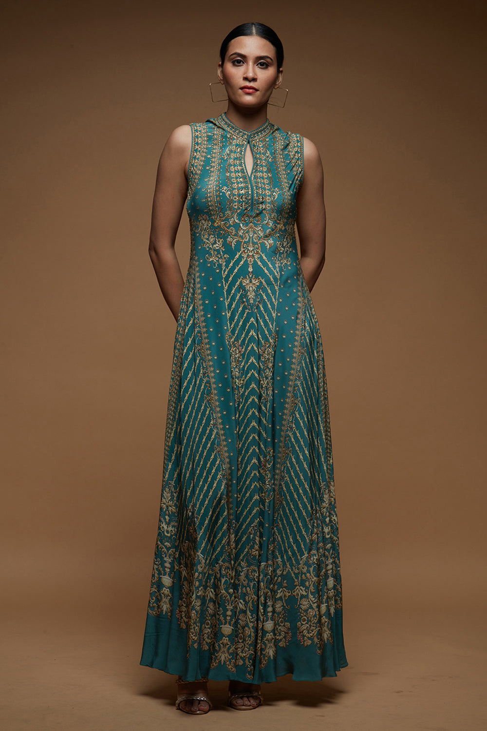 Aqua Color Halter Gown