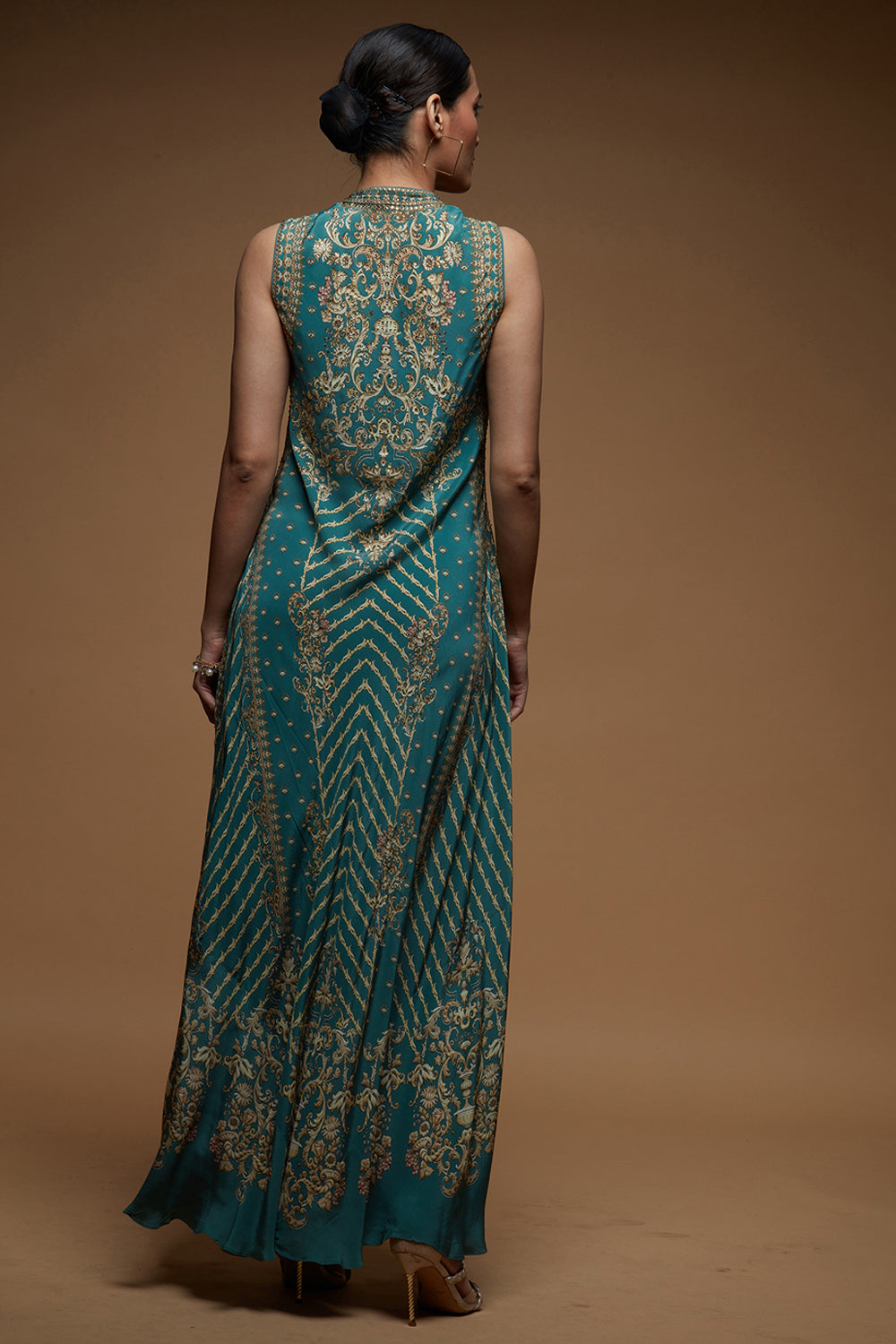 Aqua Color Halter Gown