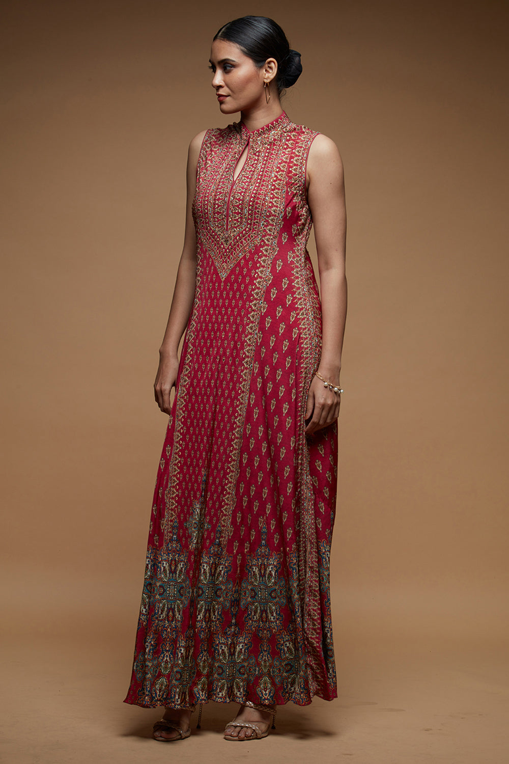 Fuchsia Ditsy Floral Gown