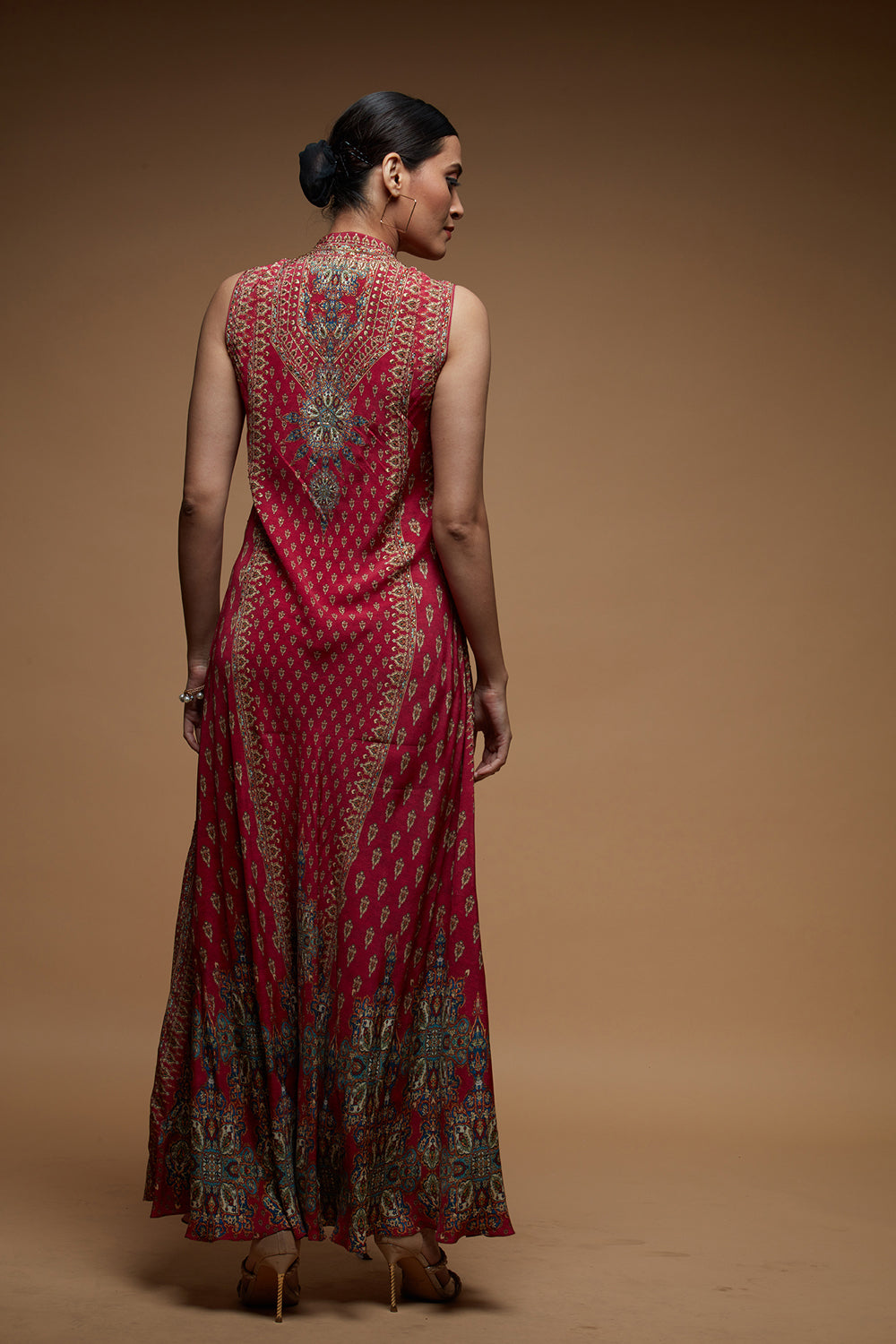 Fuchsia Ditsy Floral Gown