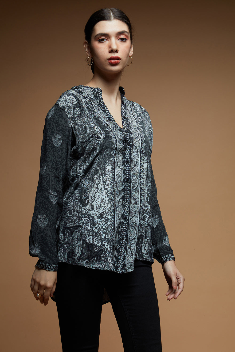 Distressed Paisley Print Shirt