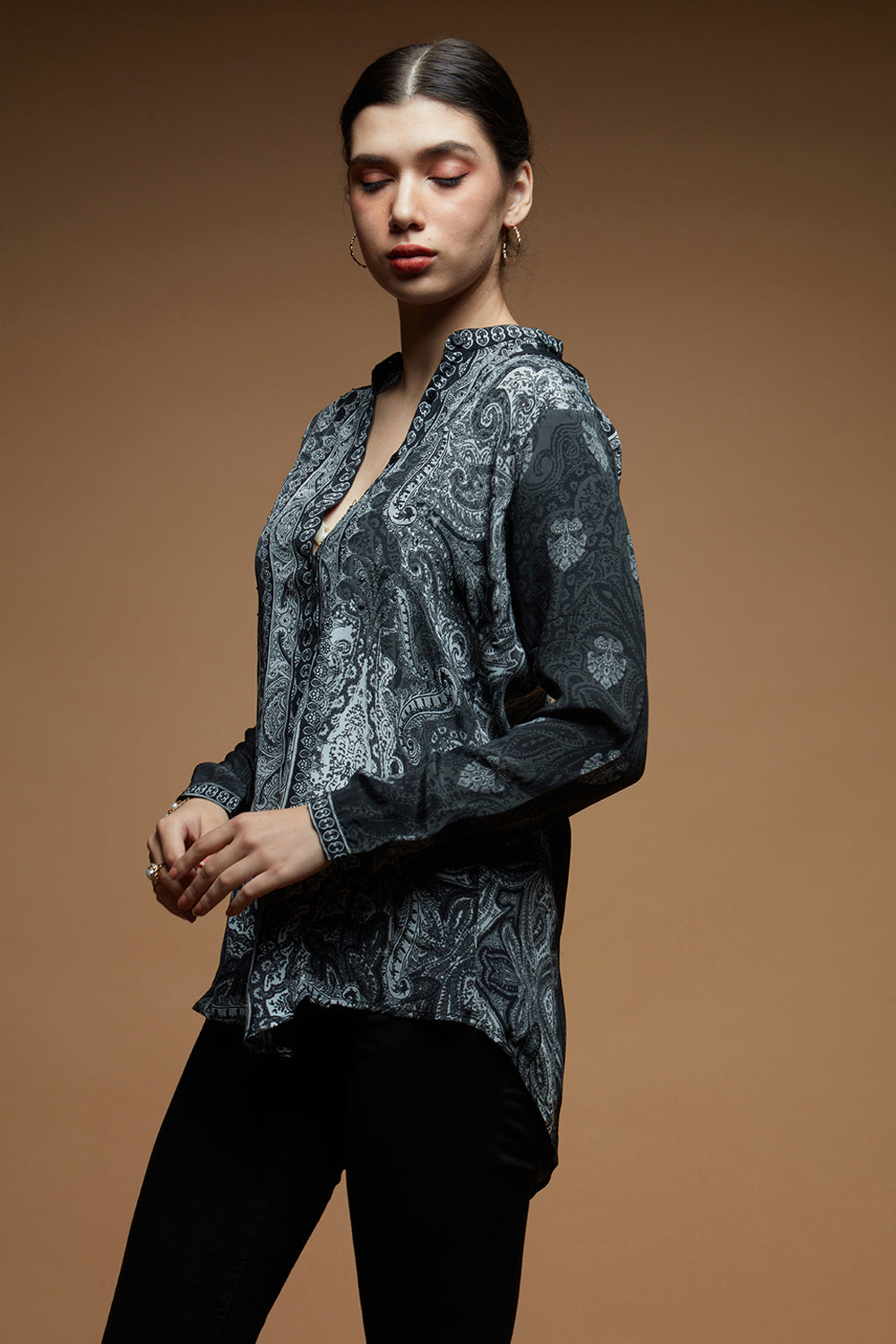 Distressed Paisley Print Shirt