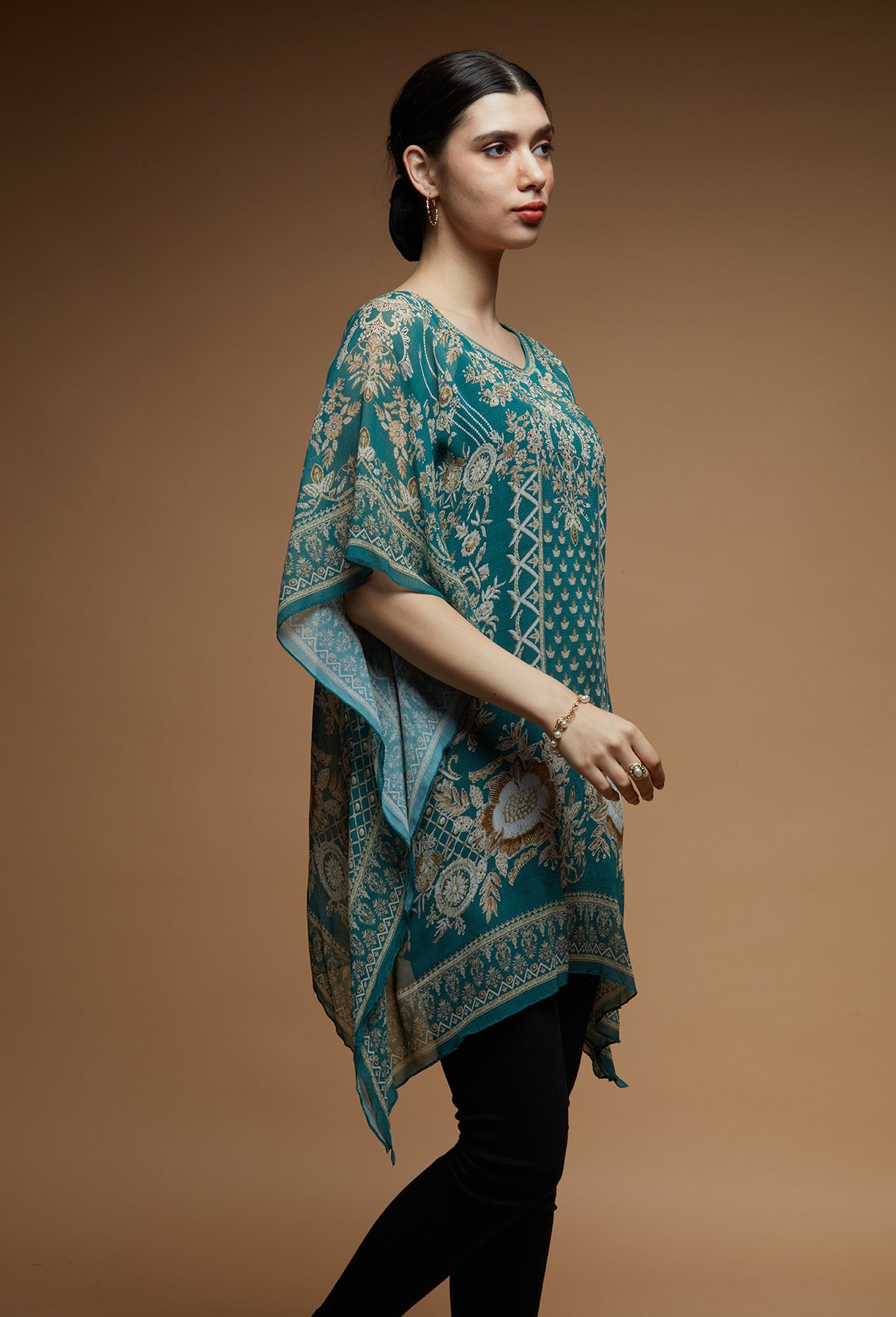 Dark Aqua Color Short Farasha