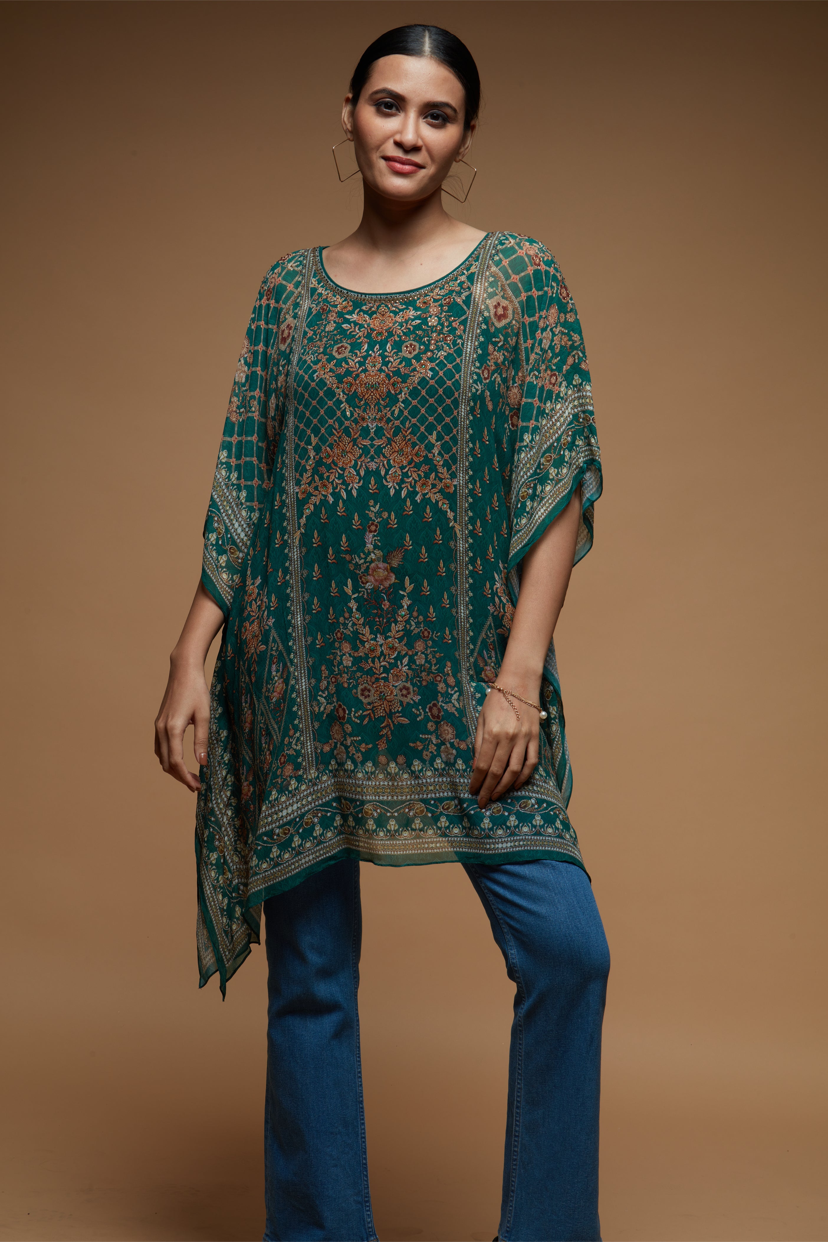 Teal Color Short Farasha