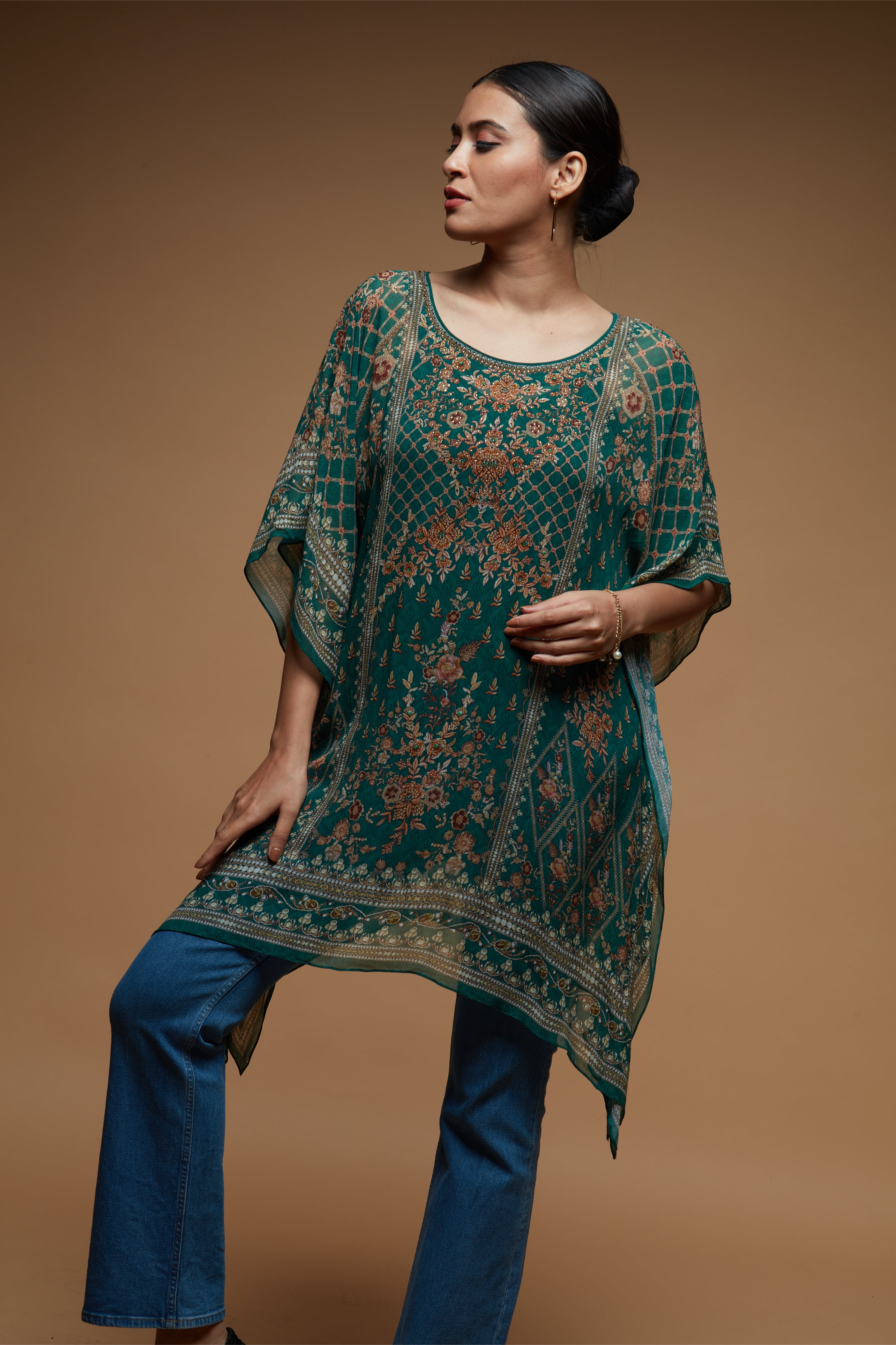 Teal Color Short Farasha