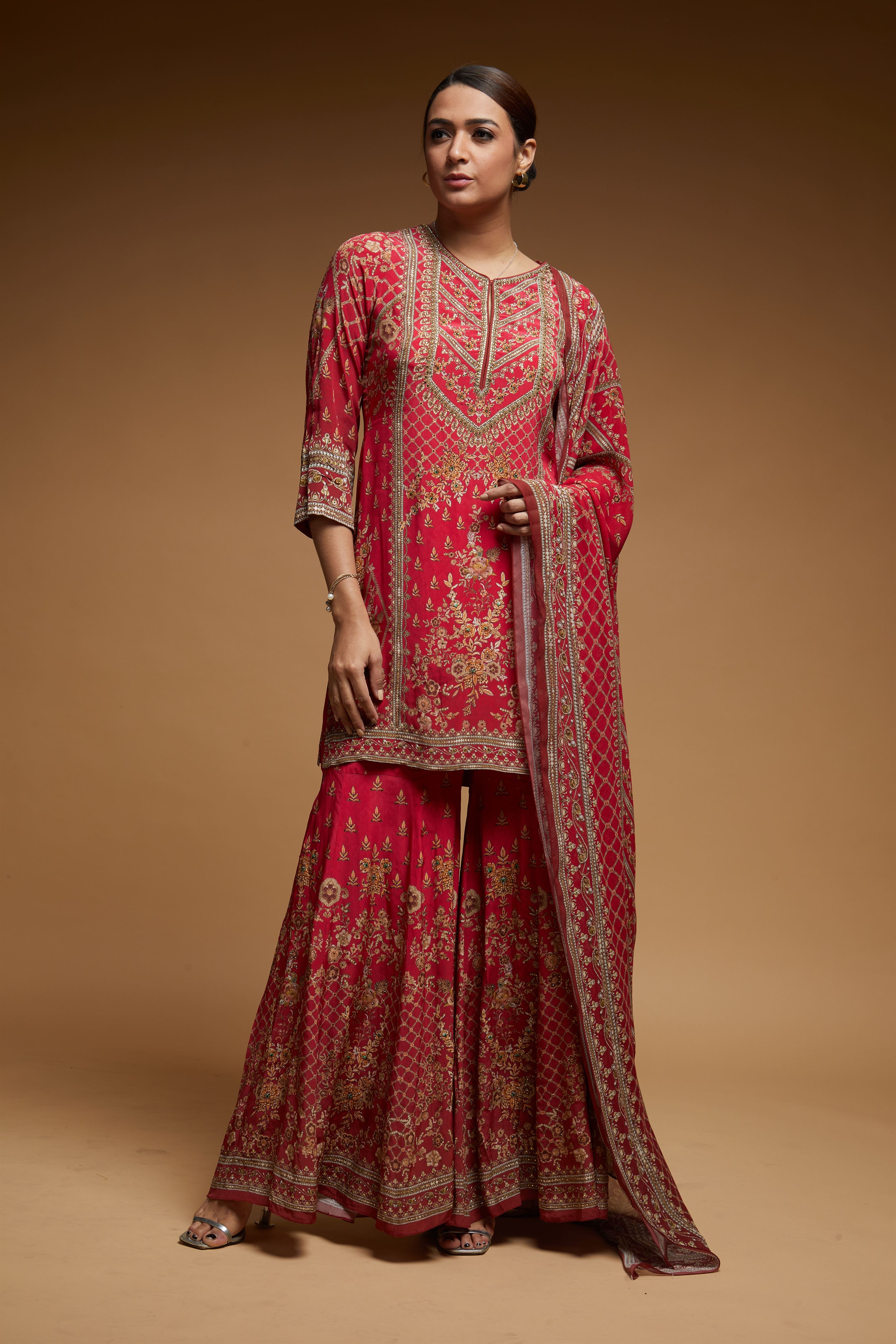 Red Color Sharara