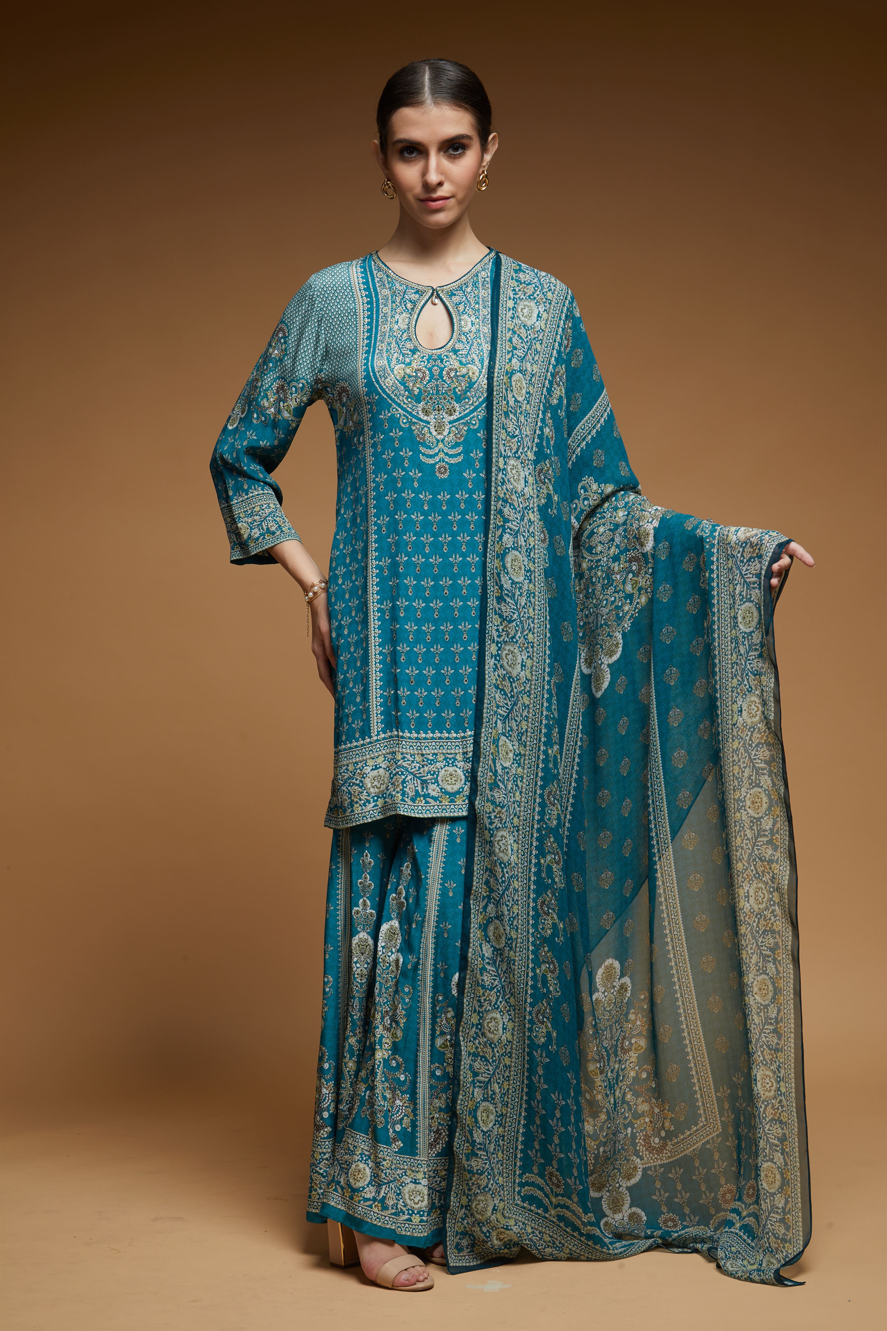 Teal Color Sharara