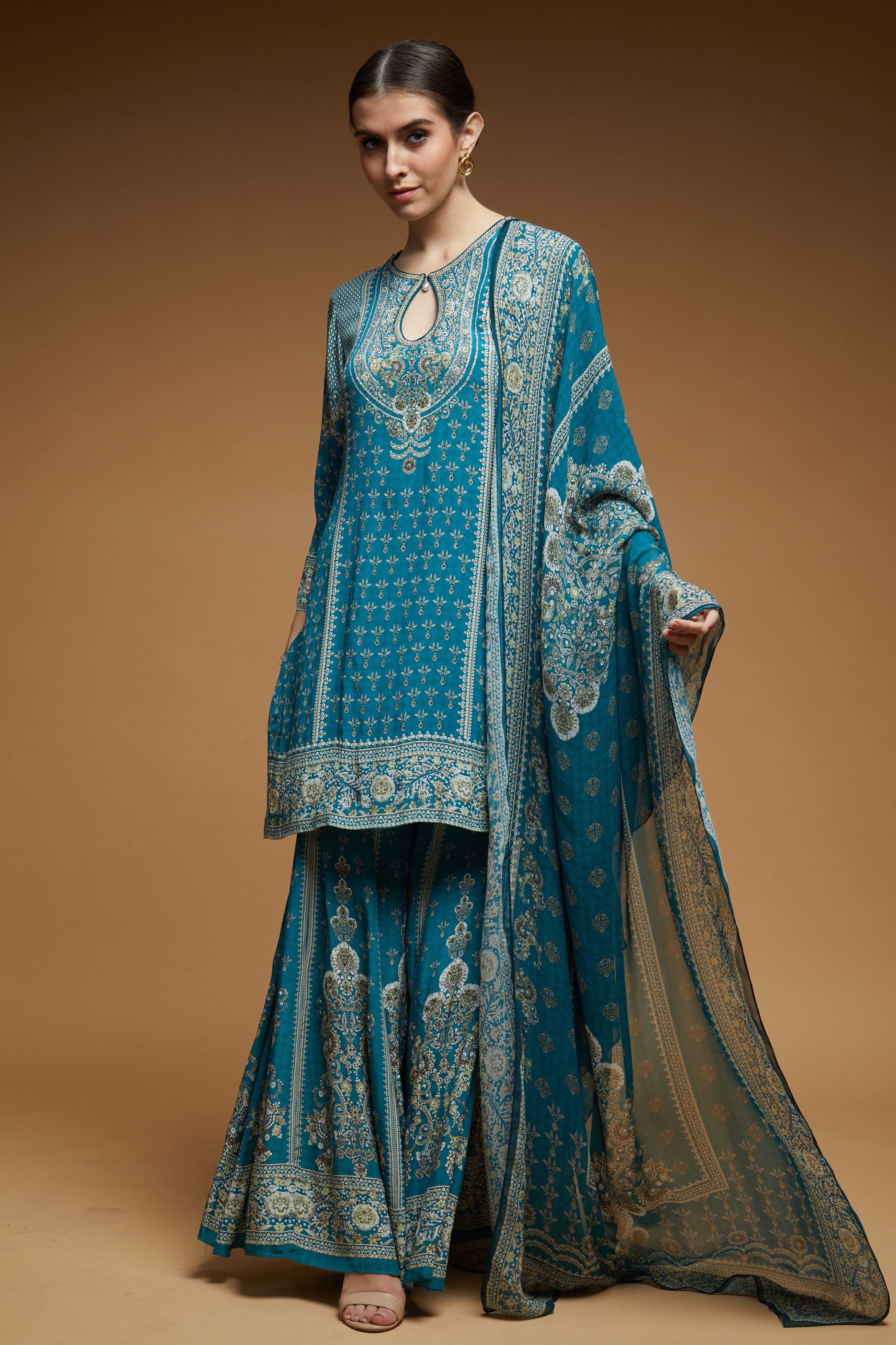 Teal Color Sharara