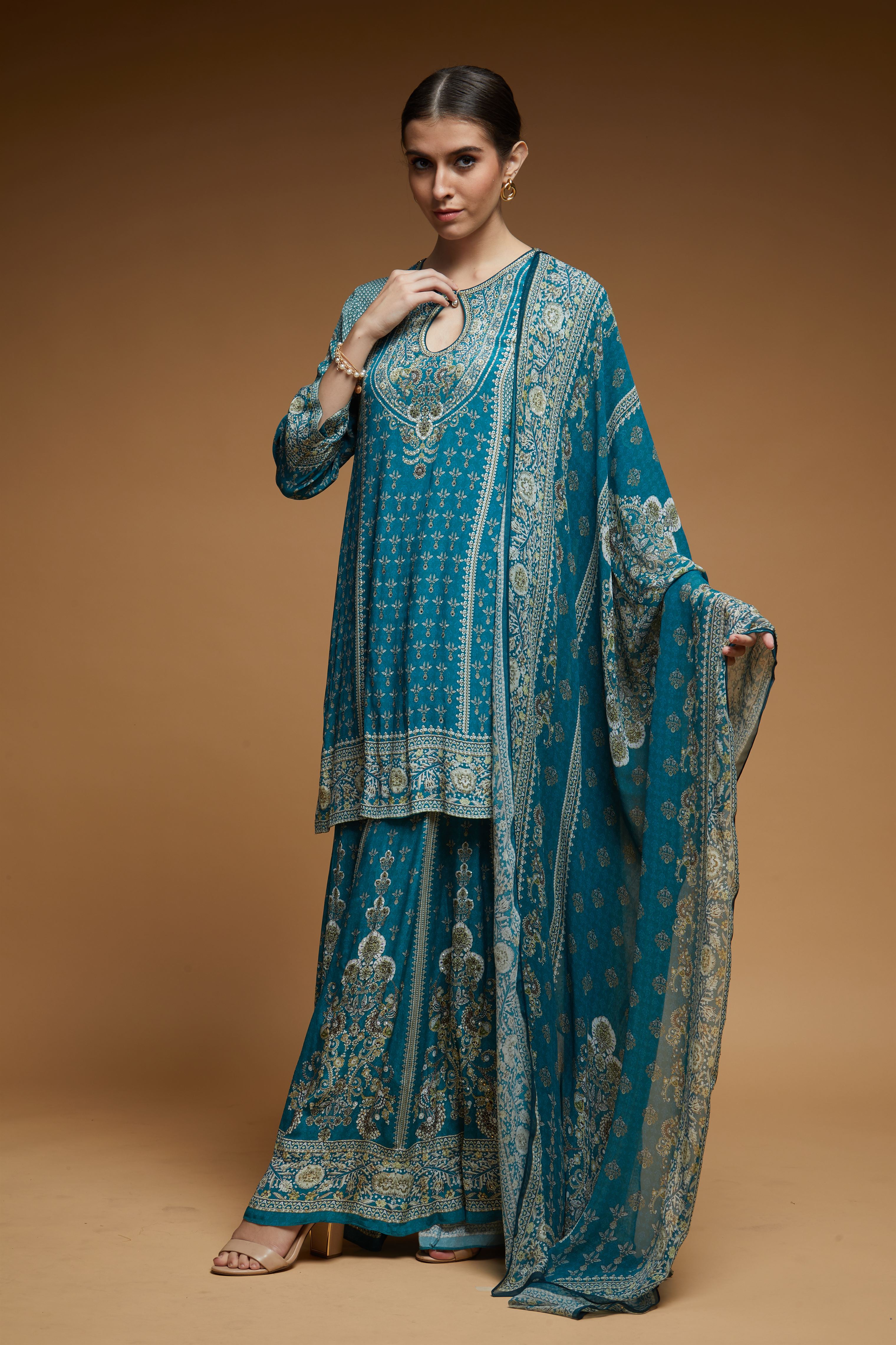 Teal Color Sharara