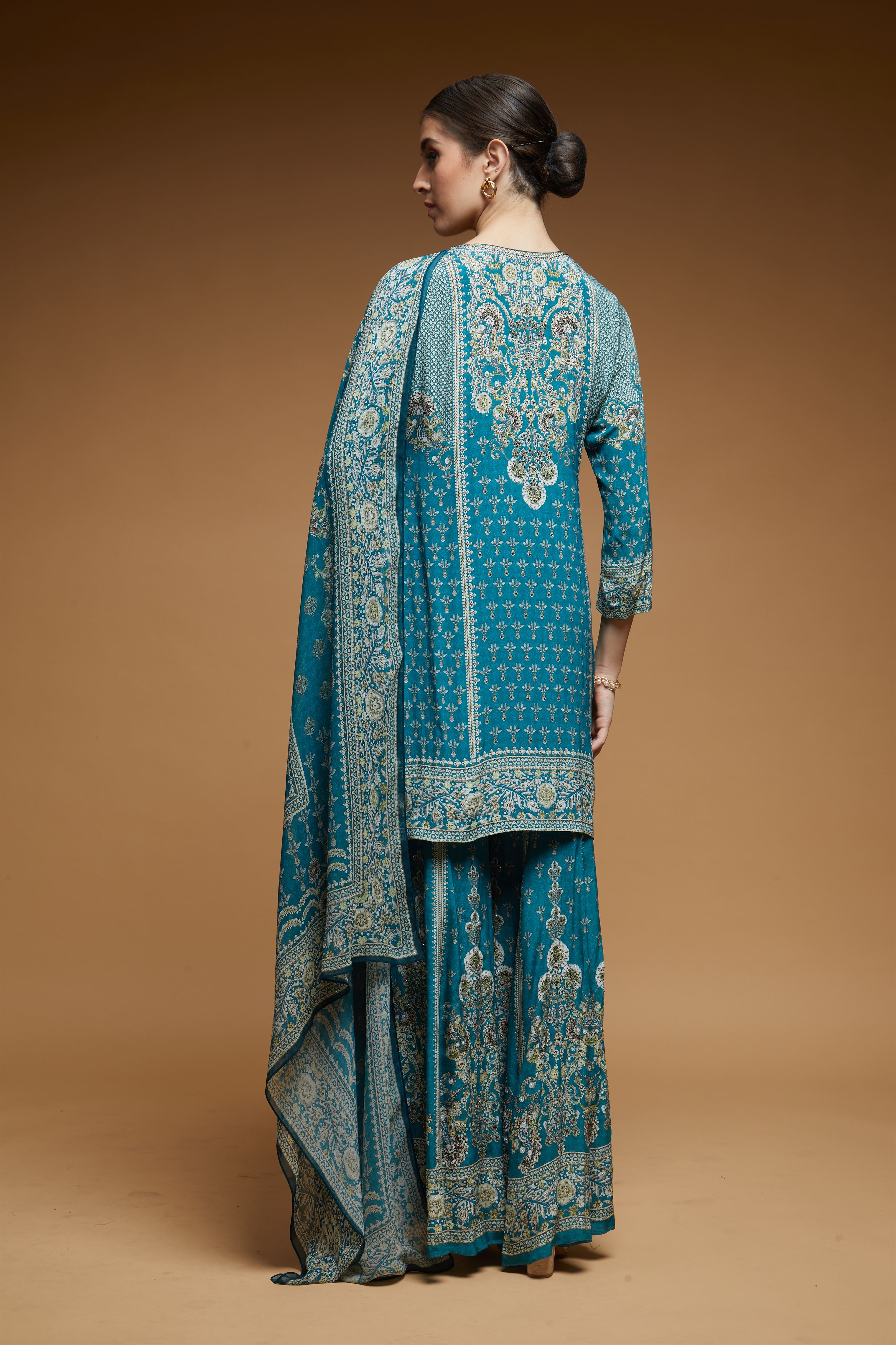 Teal Color Sharara