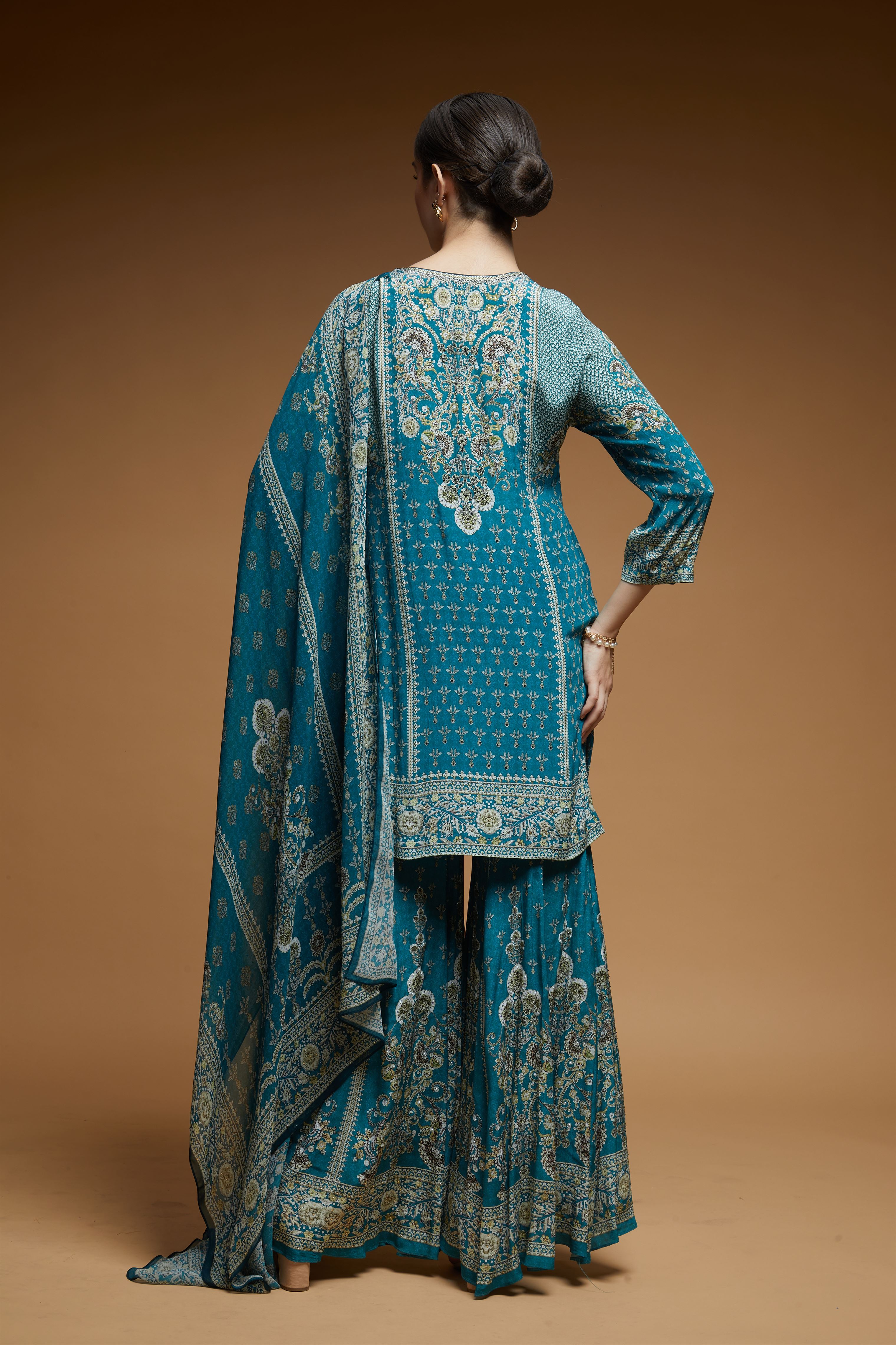 Teal Color Sharara