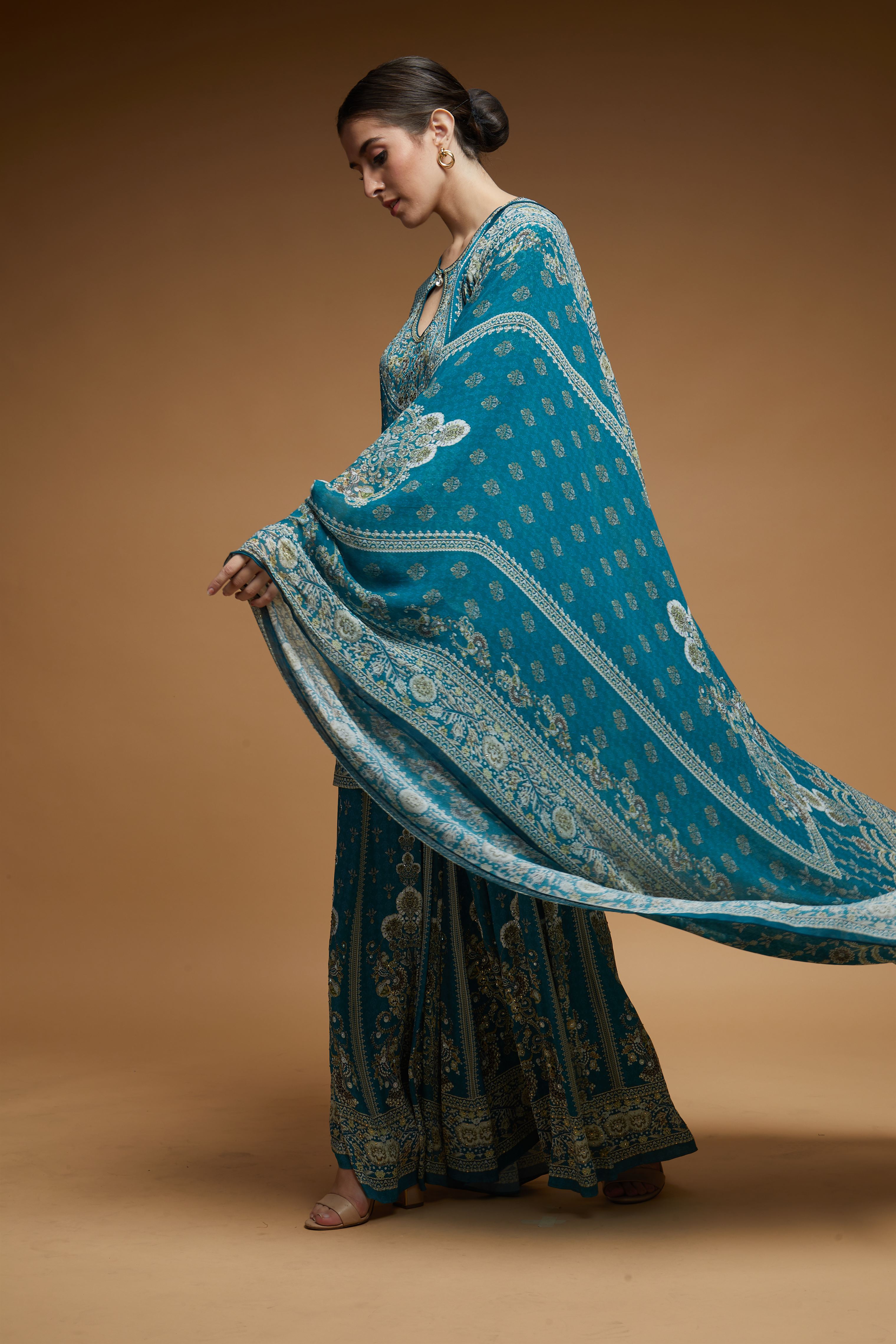 Teal Color Sharara