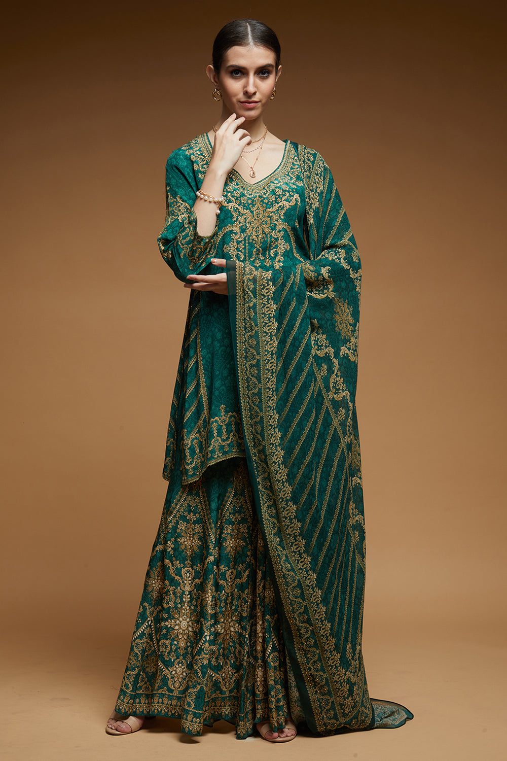 Teal Color Sharara