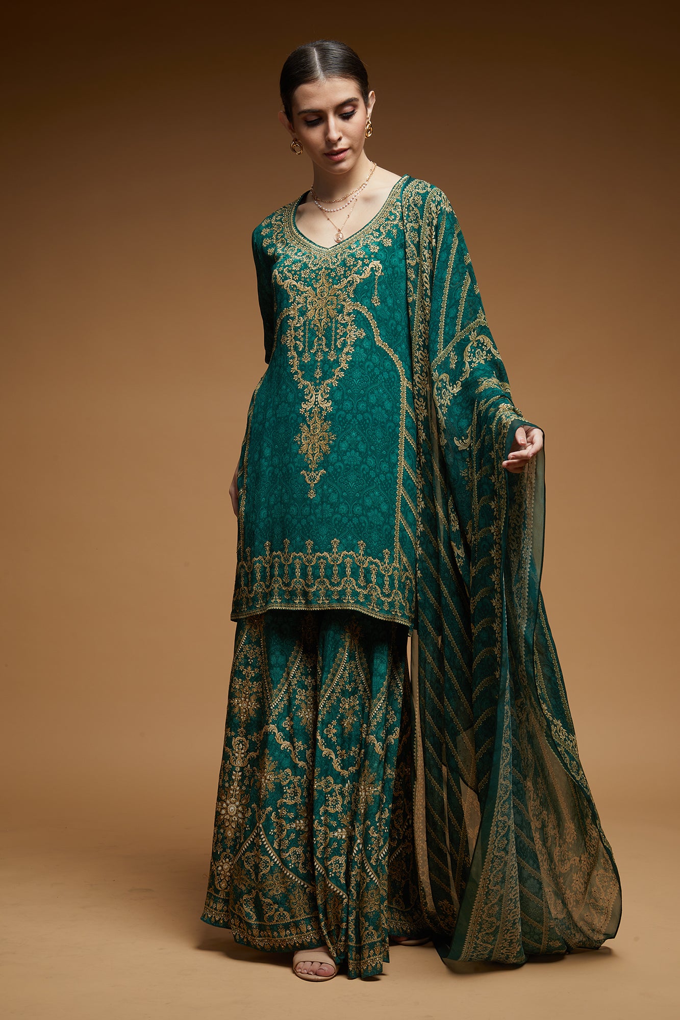 Teal Color Sharara